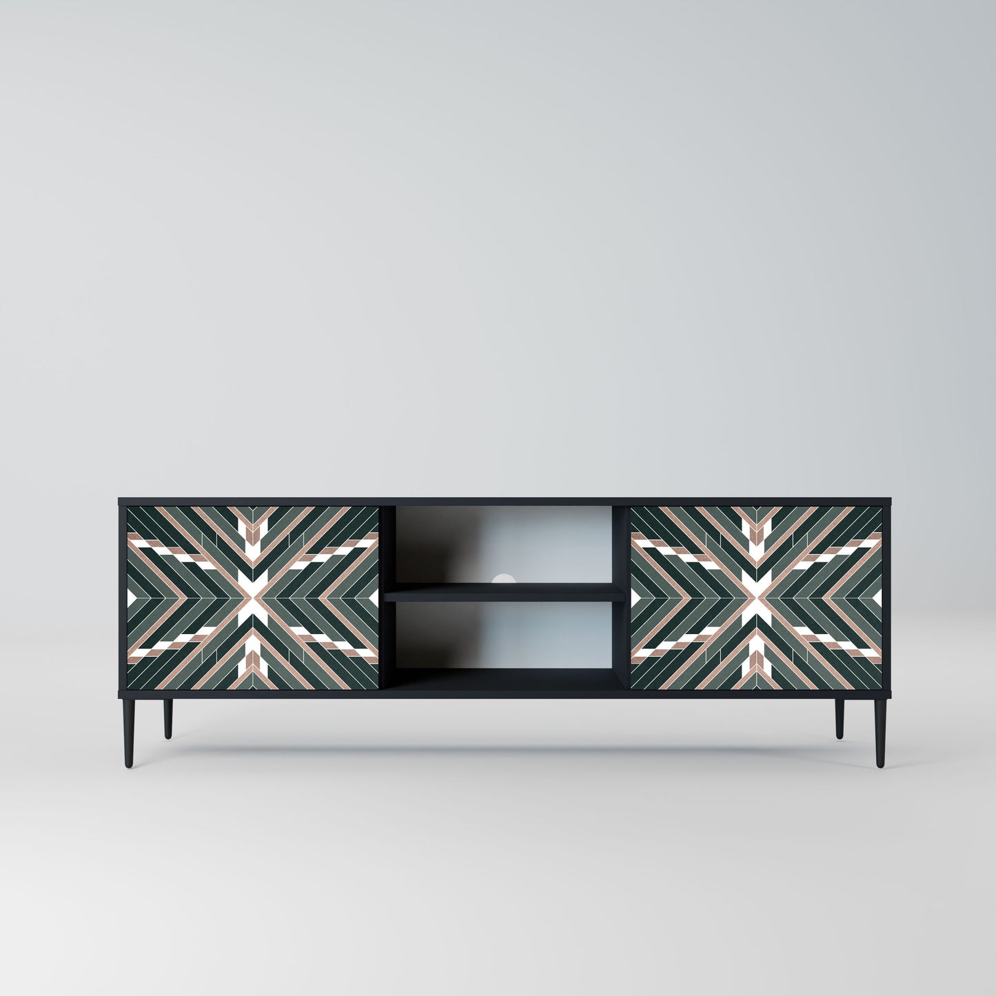 DIMENSION DELIGHTS 2-Door TV Stand in Black Finish