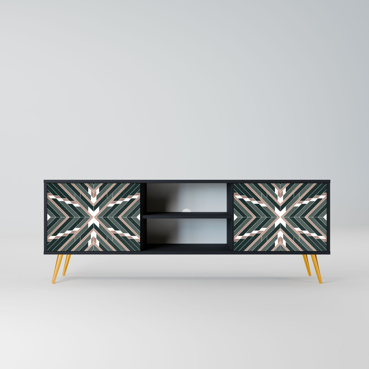 DIMENSION DELIGHTS 2-Door TV Stand in Black Finish