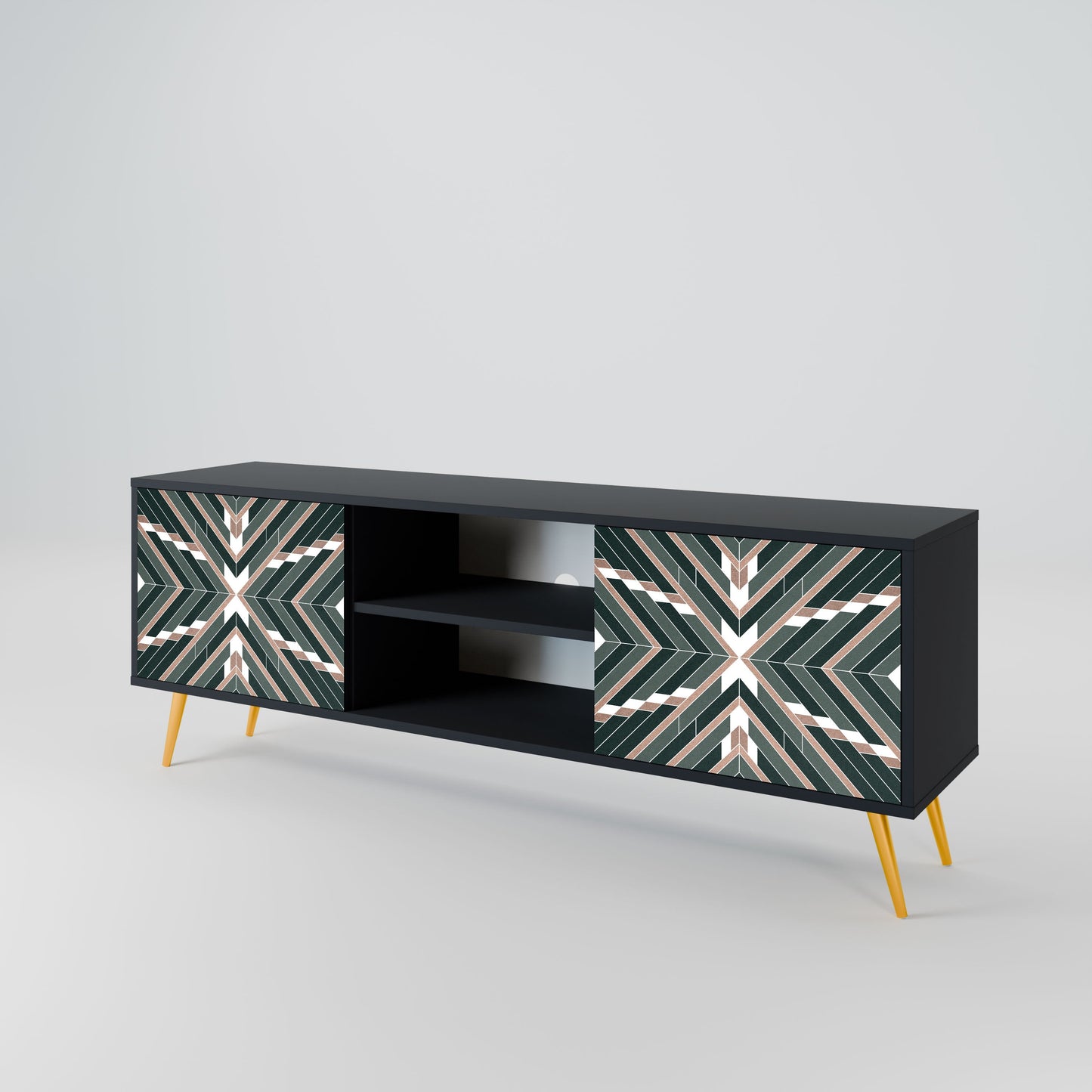 DIMENSION DELIGHTS 2-Door TV Stand in Black Finish