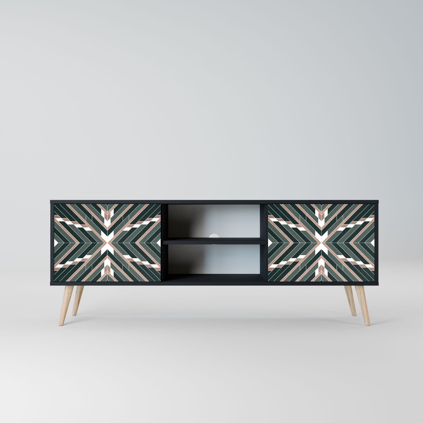 DIMENSION DELIGHTS 2-Door TV Stand in Black Finish