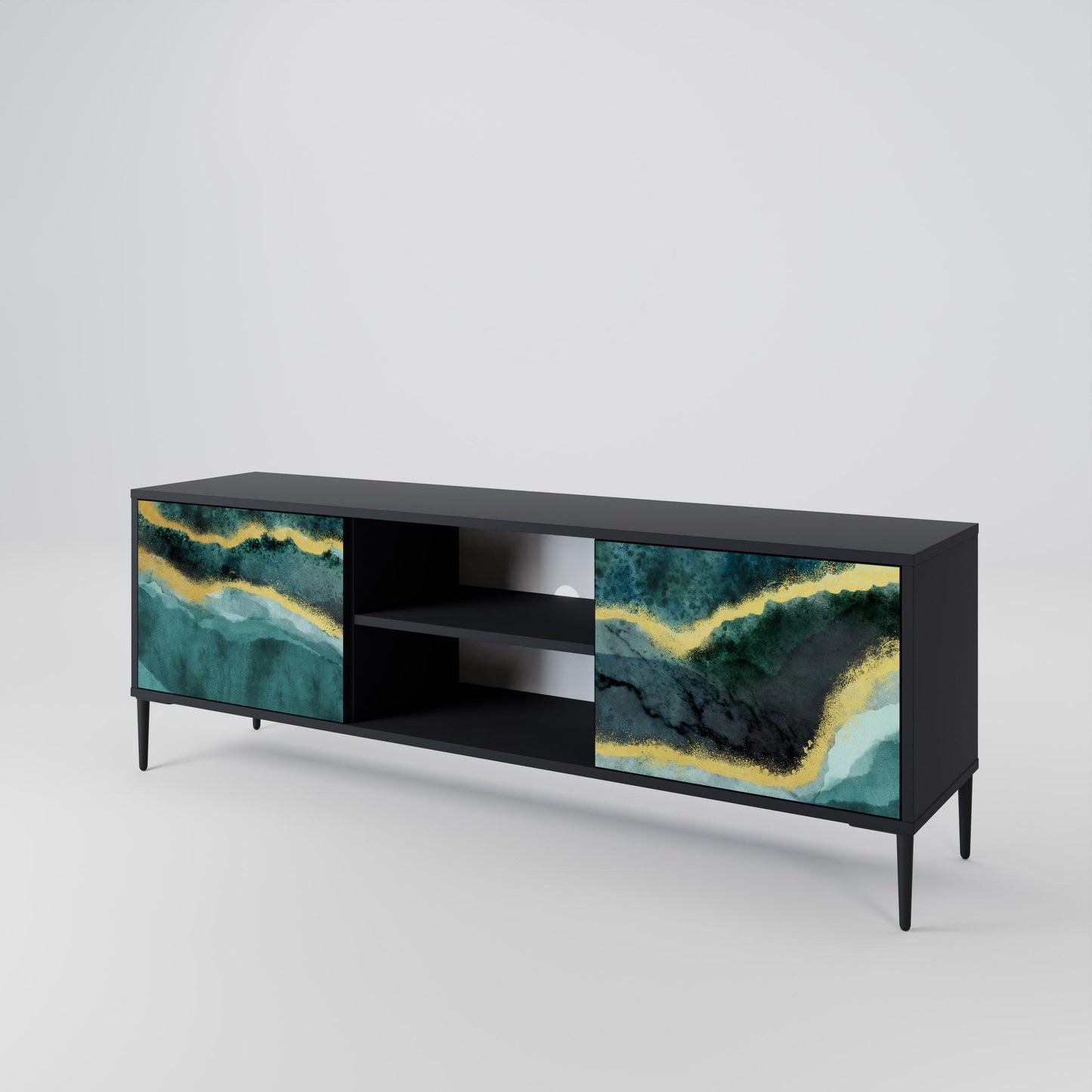 Mobile TV GOLDRUSH ODYSSEY a 2 ante con finitura nera