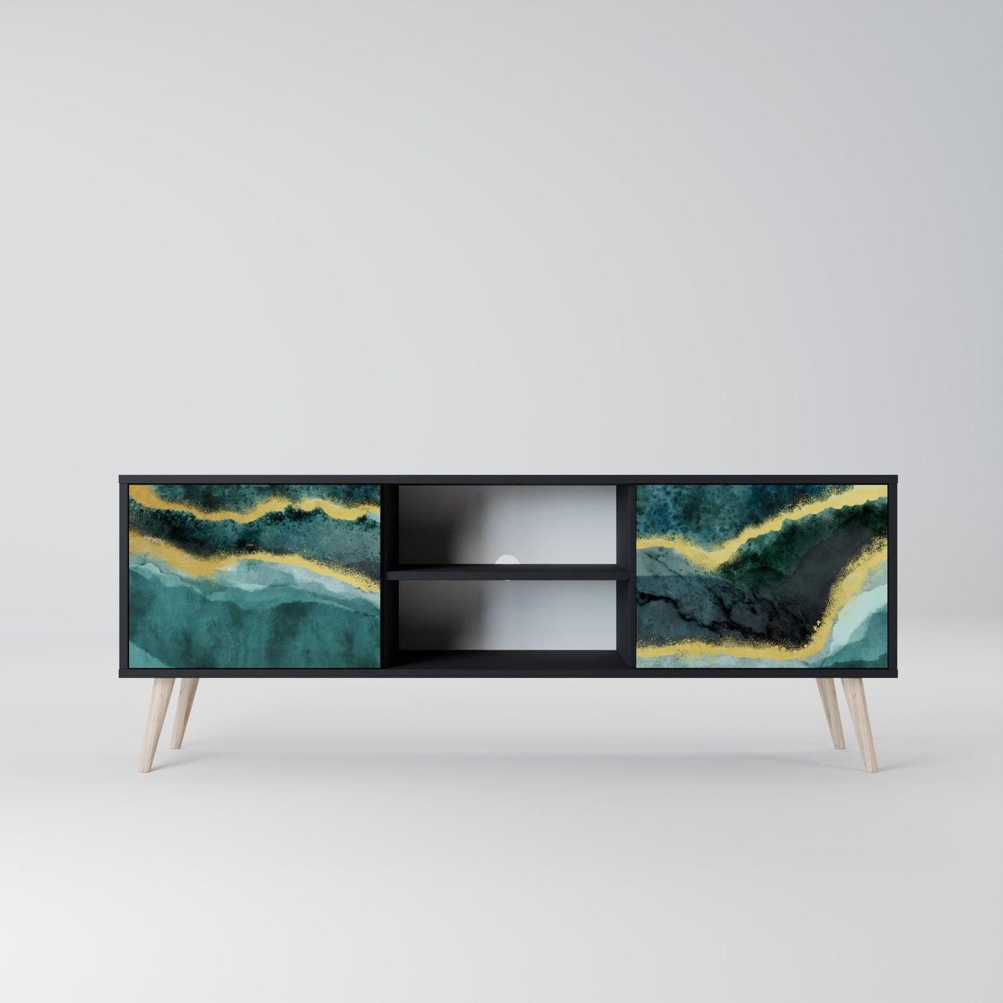 Mobile TV GOLDRUSH ODYSSEY a 2 ante con finitura nera