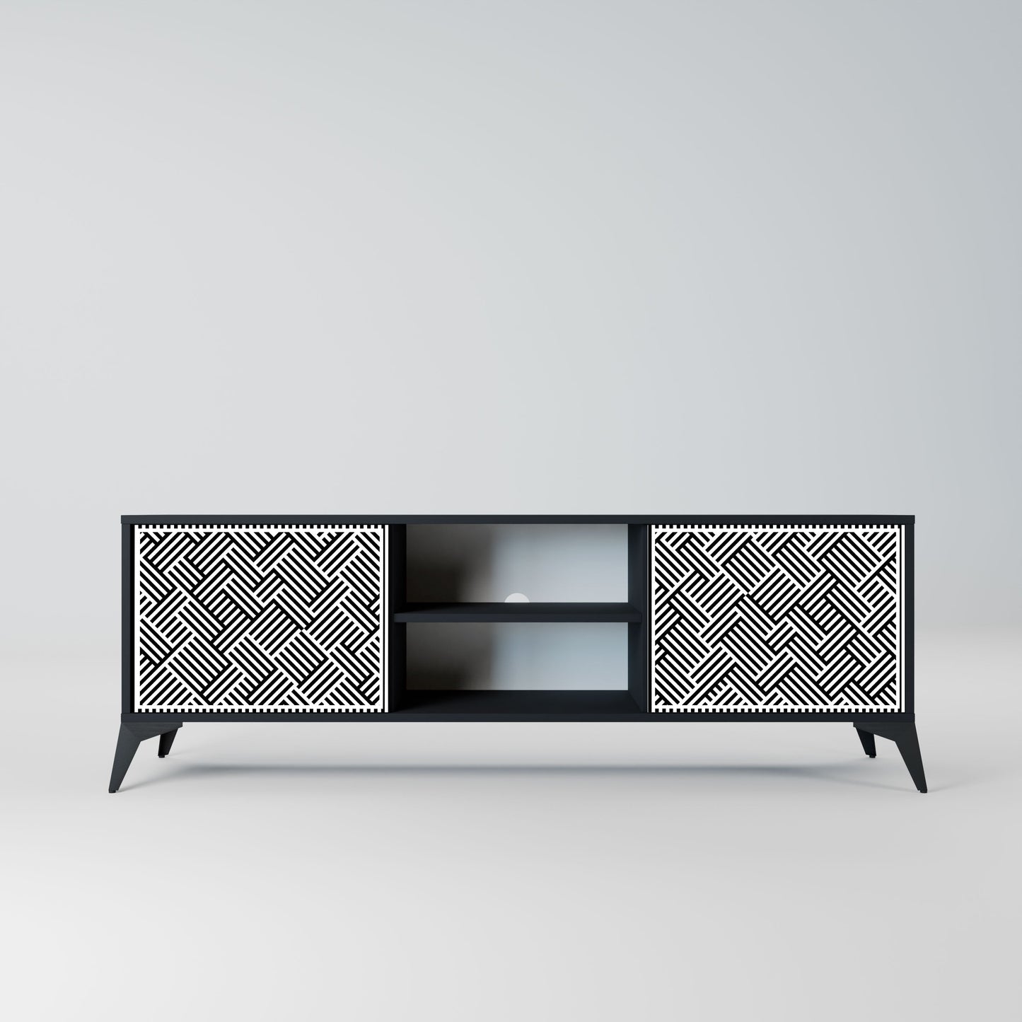 Mobile TV TEMPORARY SEQUENCE a 2 ante con finitura nera