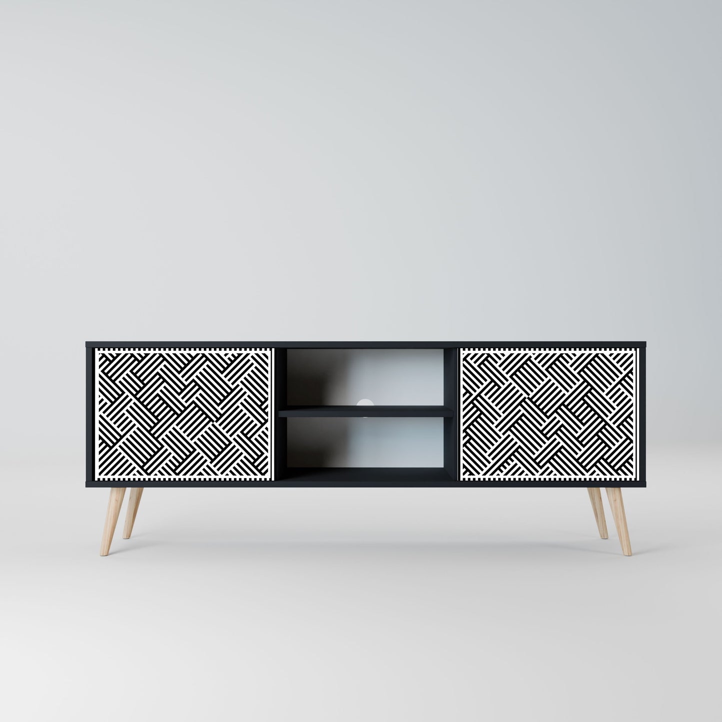 Mobile TV TEMPORARY SEQUENCE a 2 ante con finitura nera