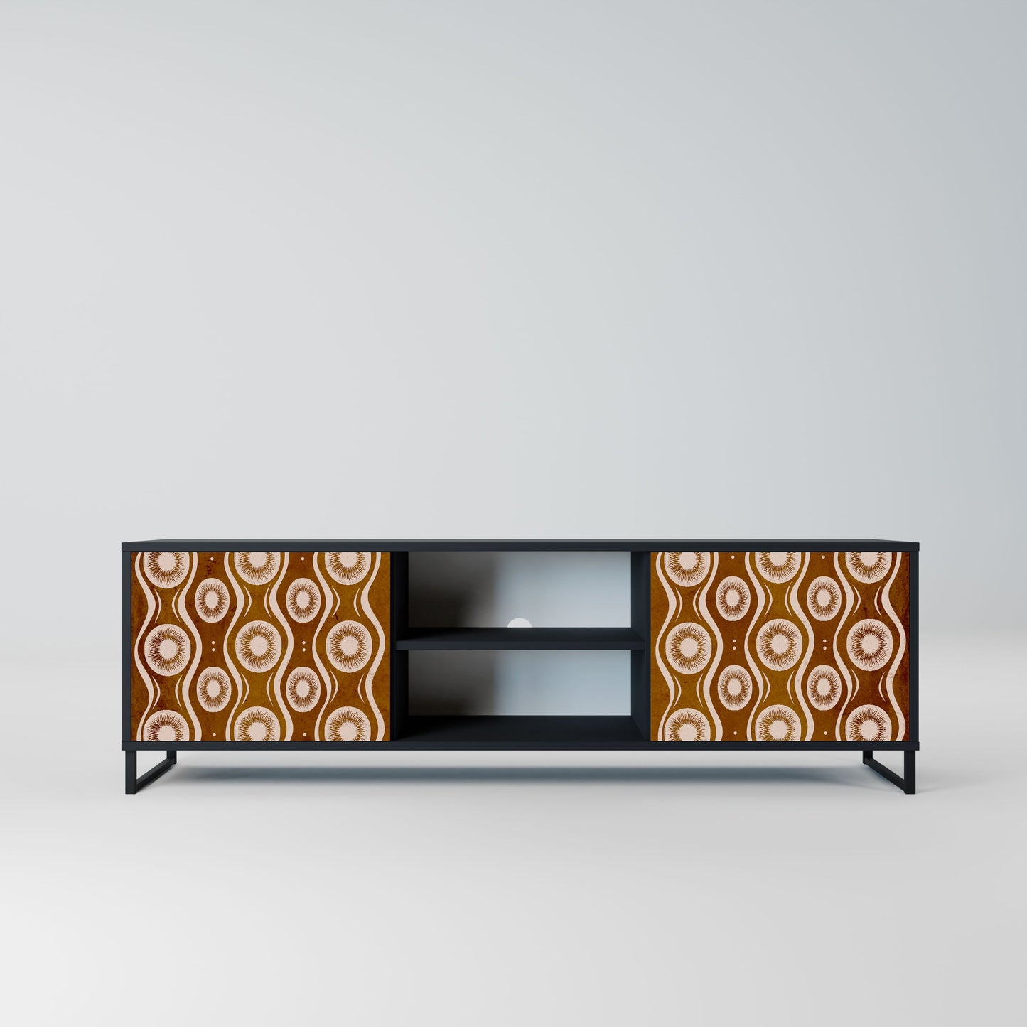 BROWN EYES 2-Door TV Stand in Black Finish