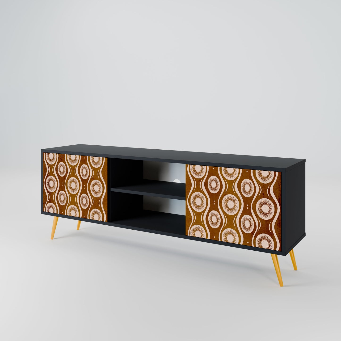 BROWN EYES 2-Door TV Stand in Black Finish