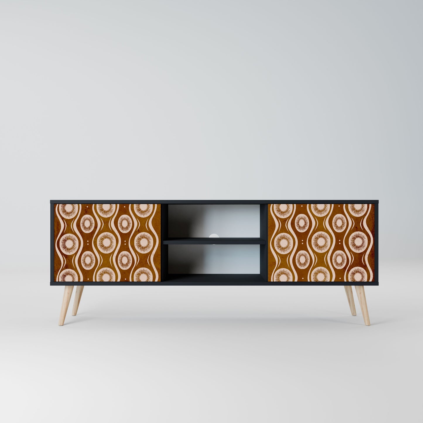 BROWN EYES 2-Door TV Stand in Black Finish