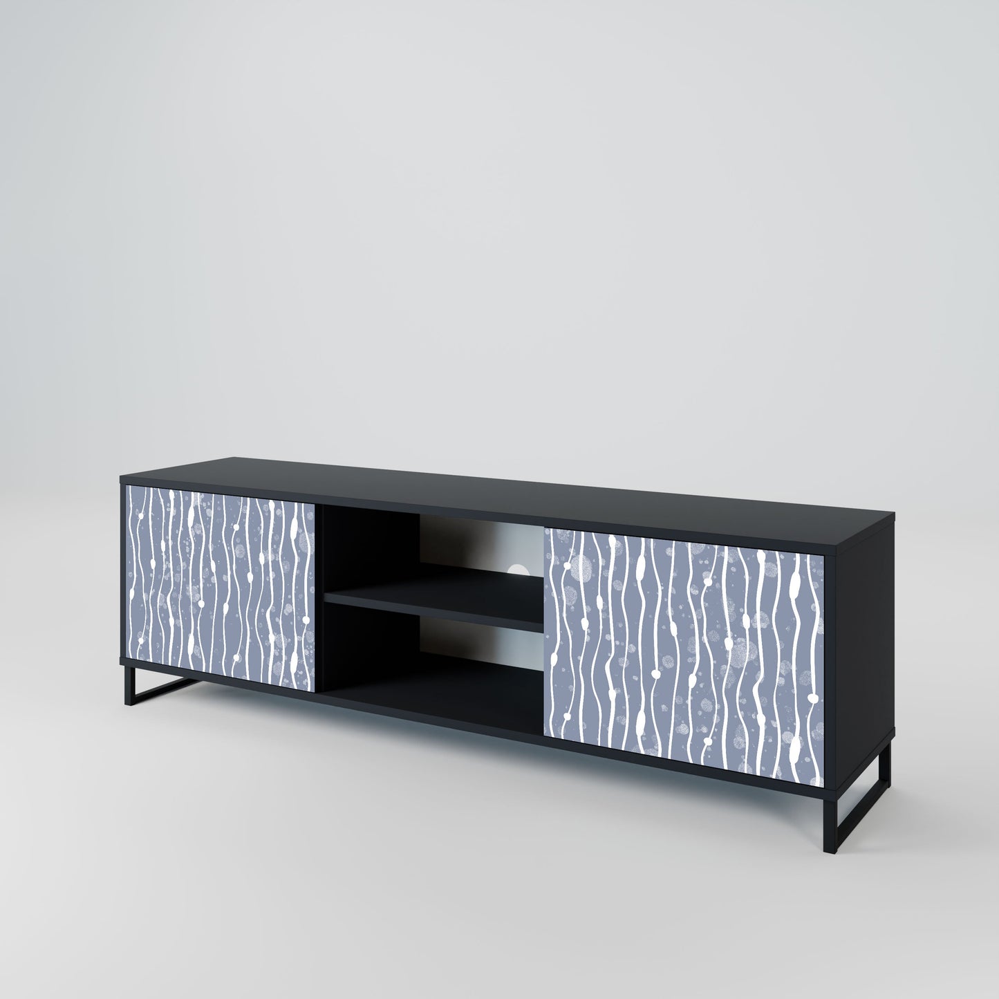 GRAPHITE RAIN 2-Door TV Stand in Black Finish