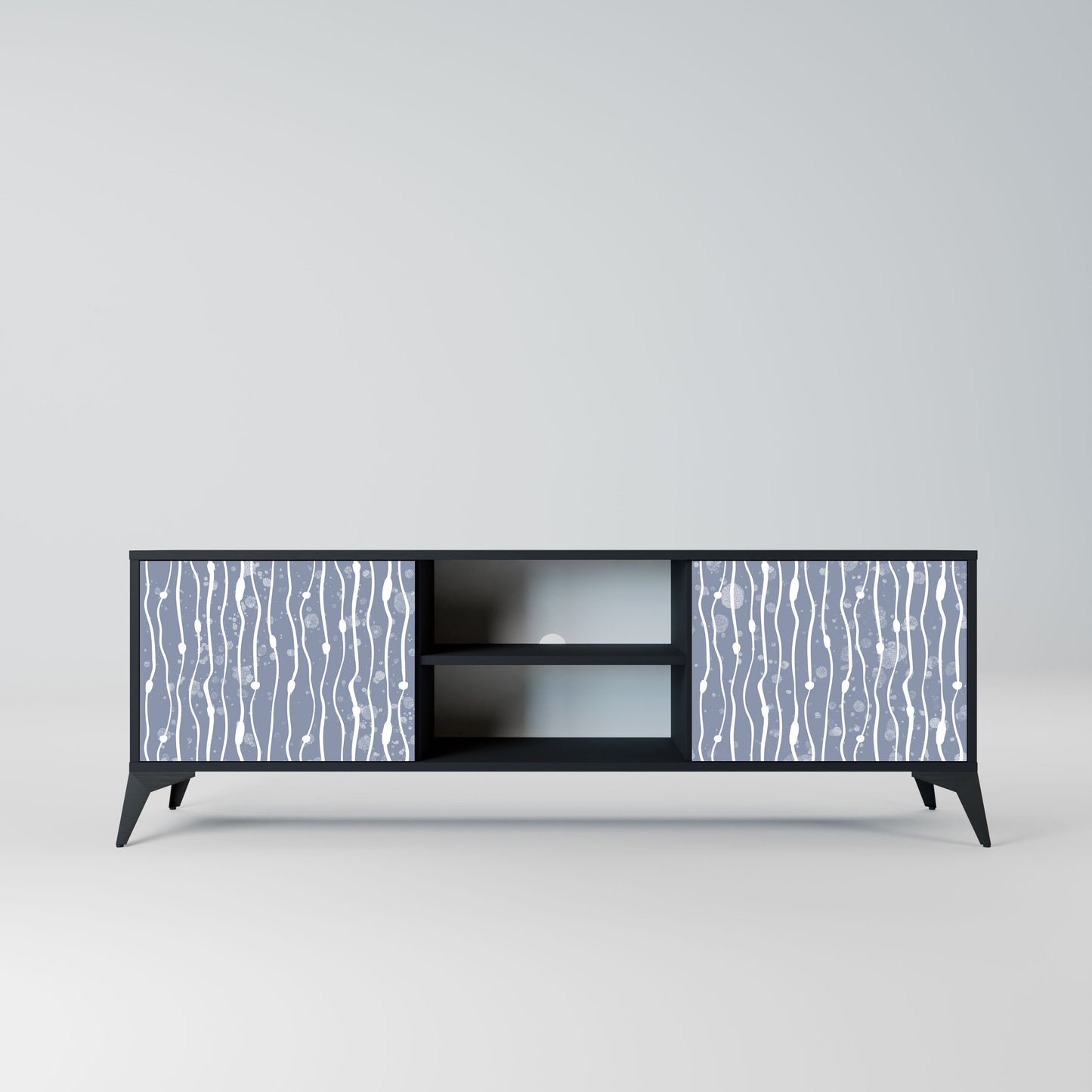 GRAPHITE RAIN 2-Door TV Stand in Black Finish