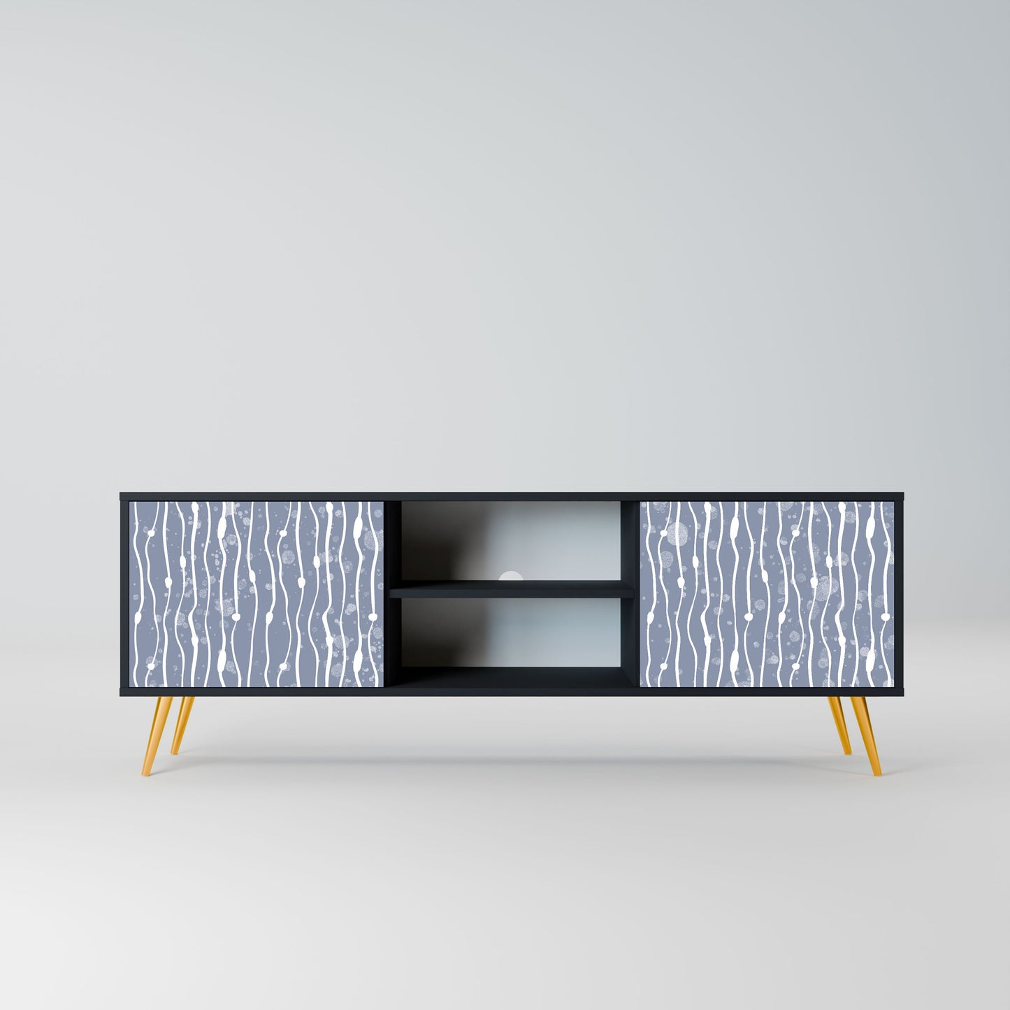 GRAPHITE RAIN 2-Door TV Stand in Black Finish
