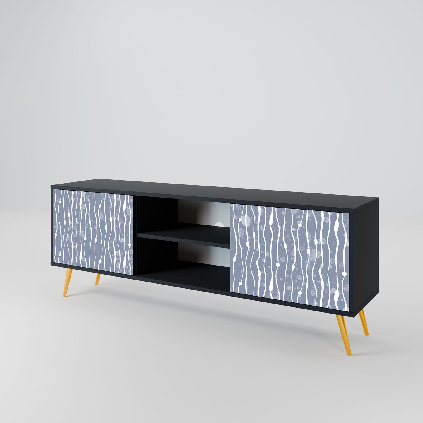 GRAPHITE RAIN 2-Door TV Stand in Black Finish