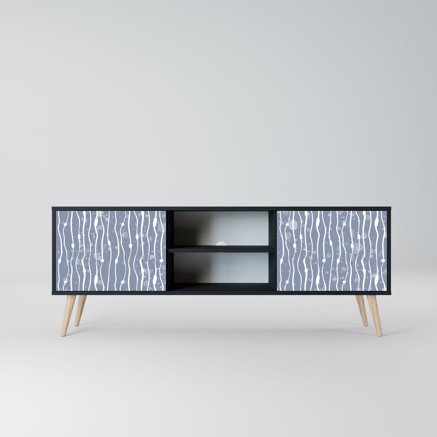 GRAPHITE RAIN 2-Door TV Stand in Black Finish