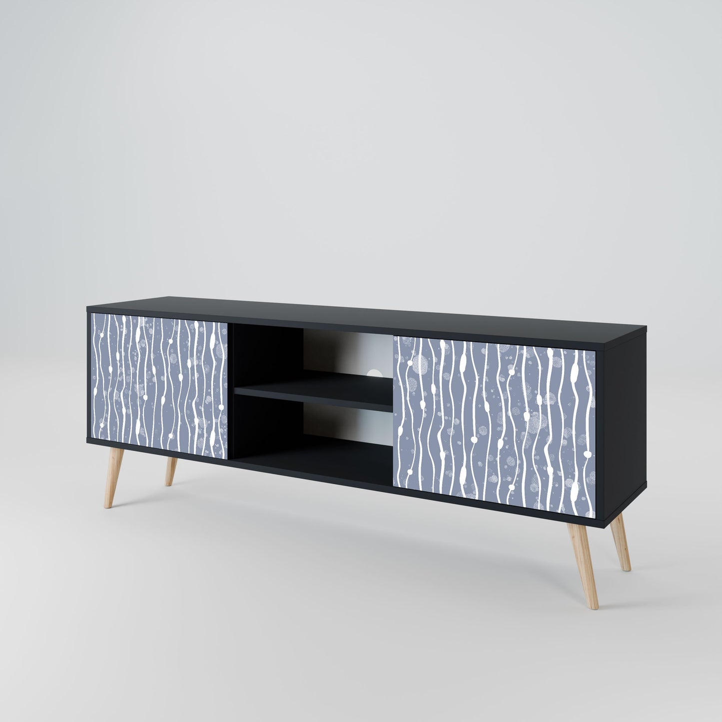 GRAPHITE RAIN 2-Door TV Stand in Black Finish