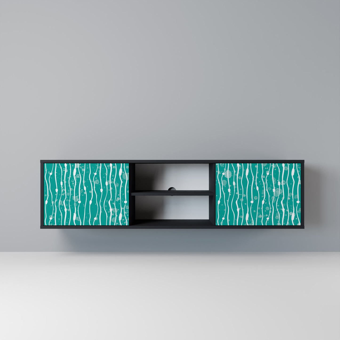 TURQUOISE RAIN Mobile TV a 2 Ante in Finitura Nera