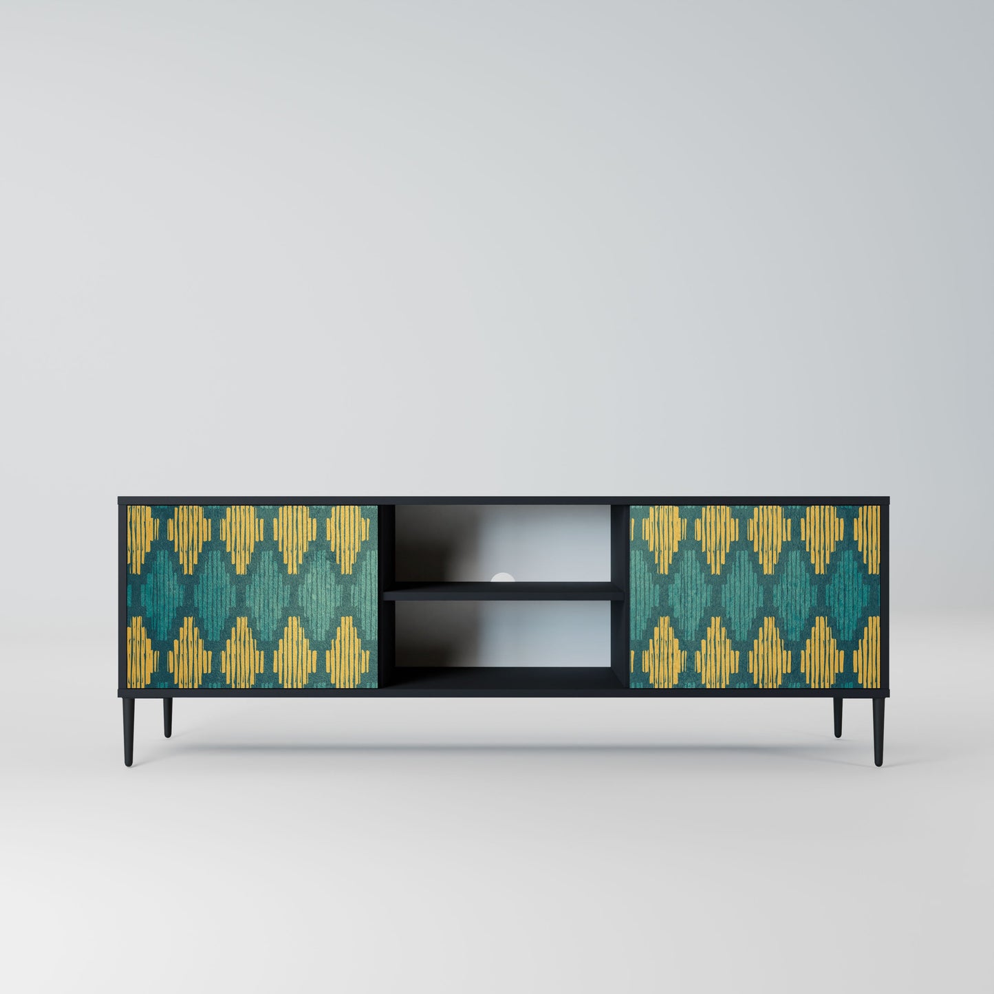 POLYGONS 2-Door TV Stand in Black Finish