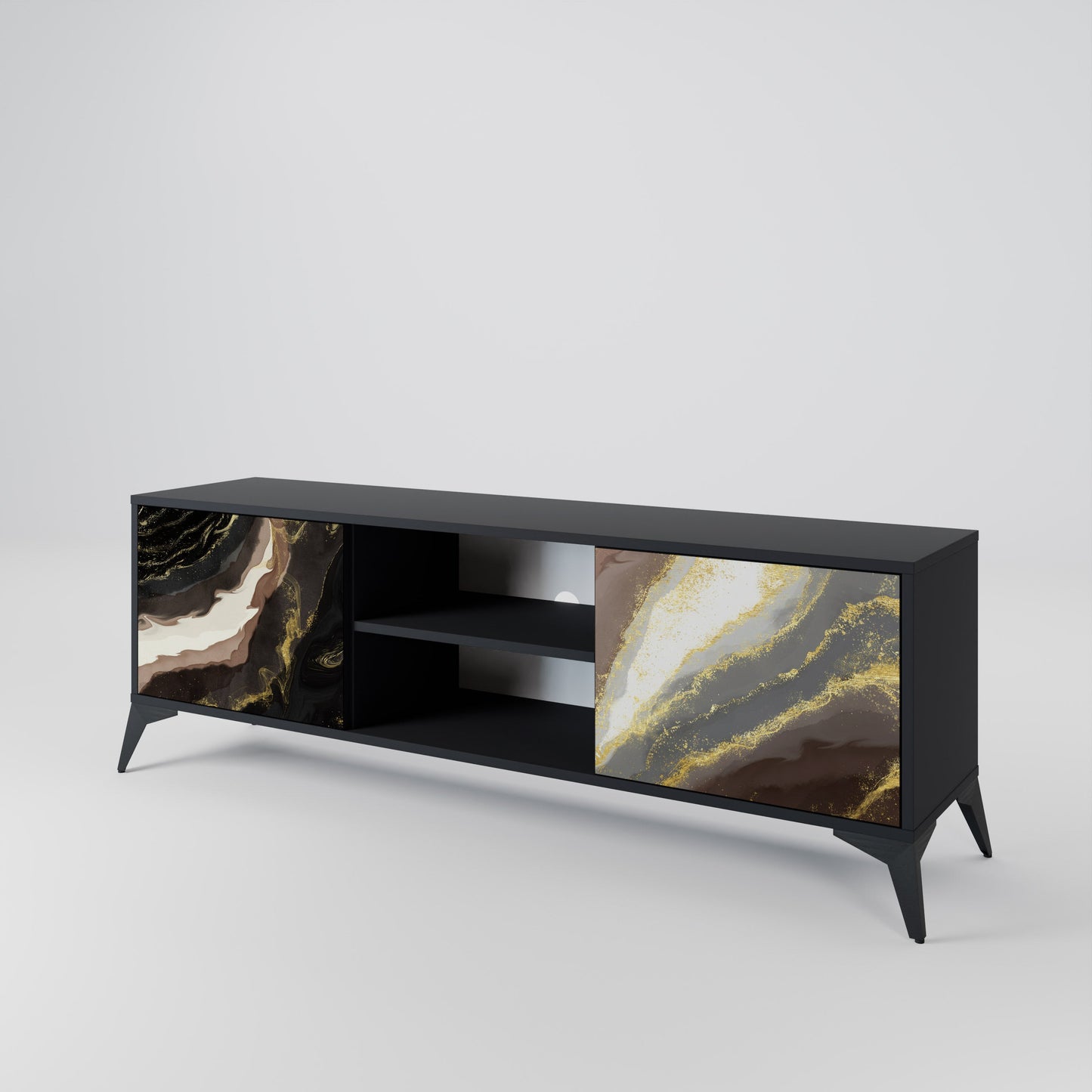 Mobile TV a 2 ante GOLD DUST in finitura nera