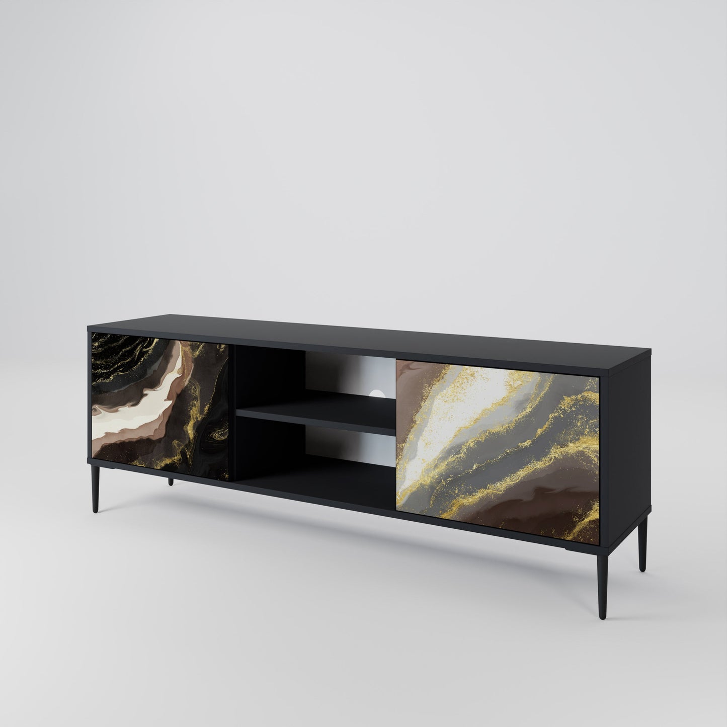Mobile TV a 2 ante GOLD DUST in finitura nera