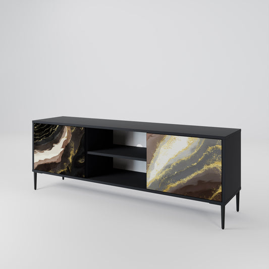 GOLD DUST 2-Door TV Stand in Black Finish