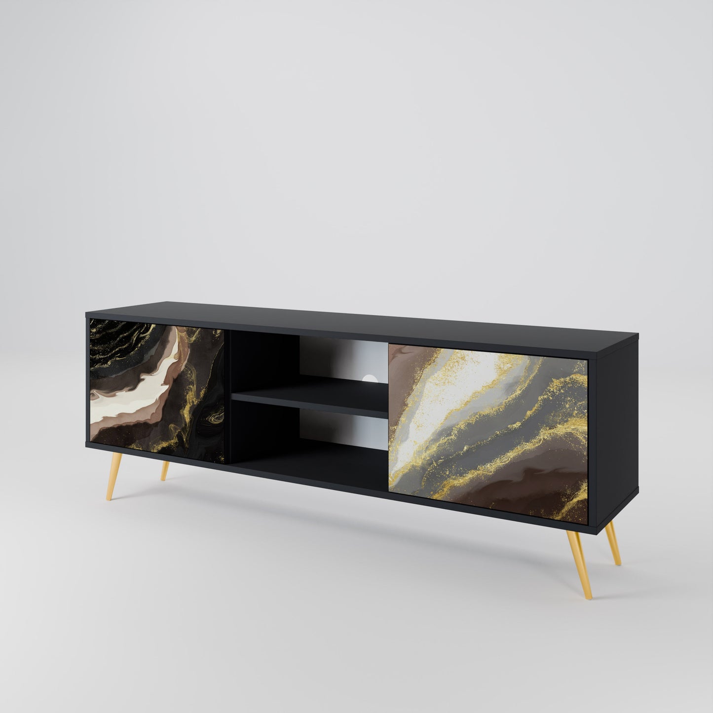 Mobile TV a 2 ante GOLD DUST in finitura nera