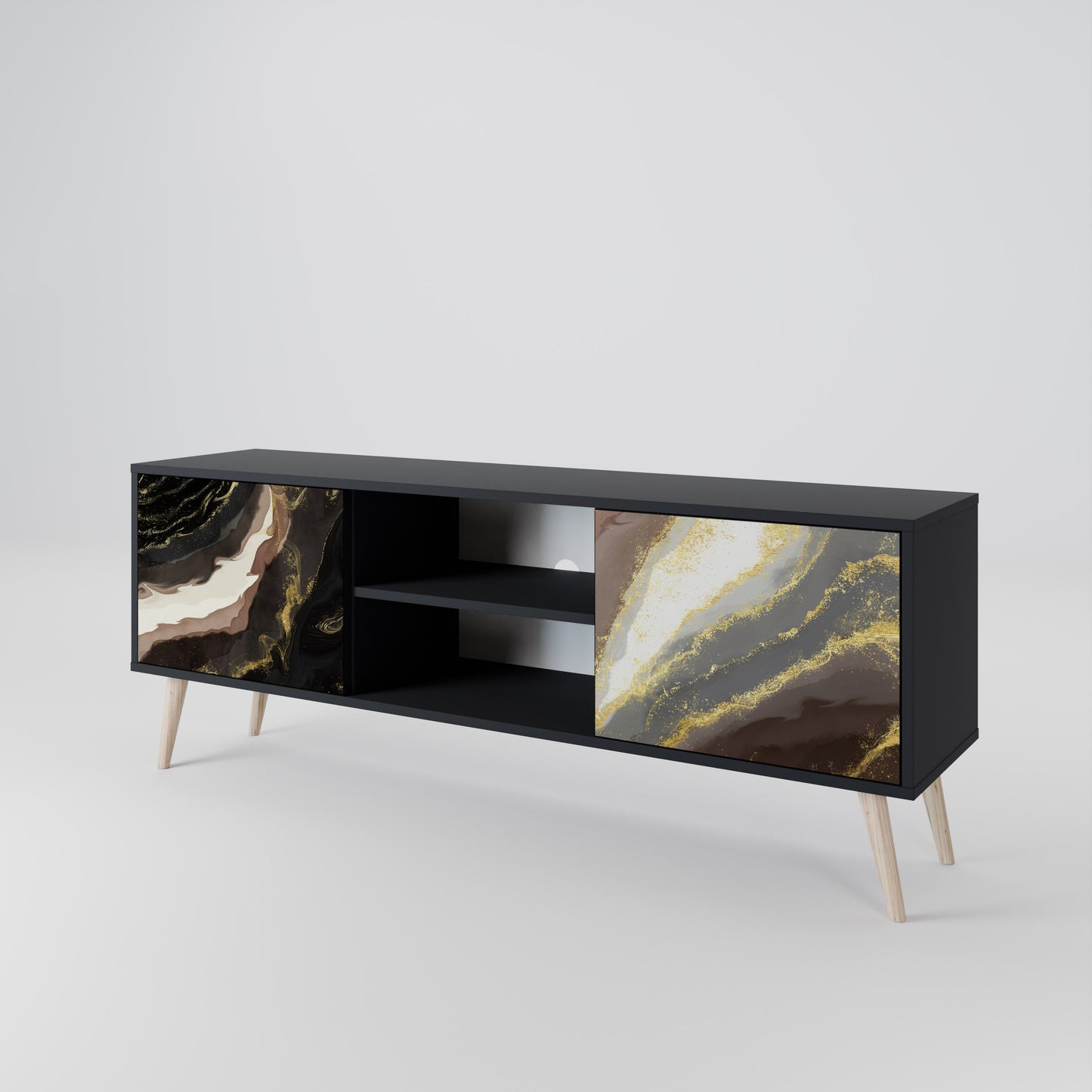 Mobile TV a 2 ante GOLD DUST in finitura nera