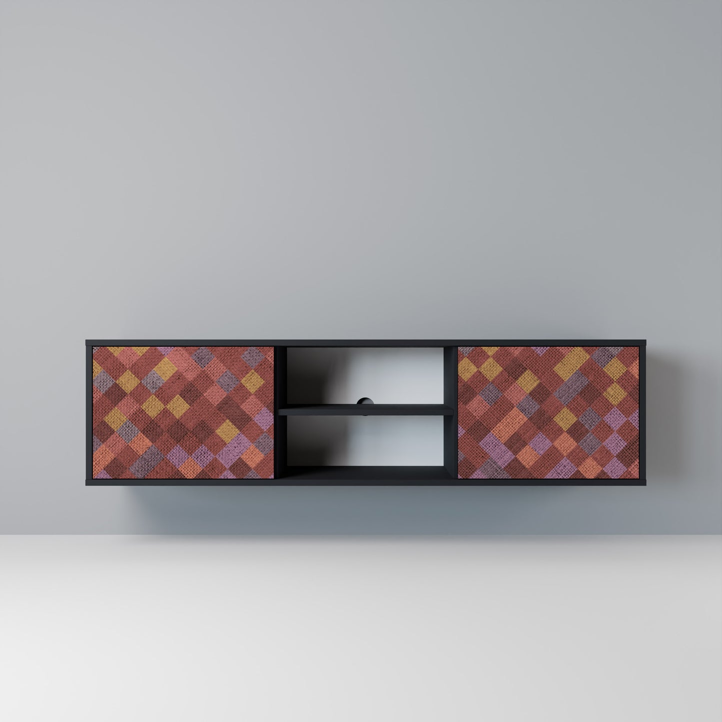 PAINTED SQUARES Mobile TV a 2 Ante in Finitura Nera