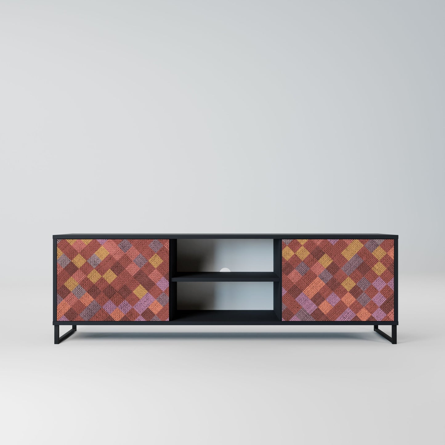 Mobile TV a 2 ante PAINTED SQUARES in finitura nera