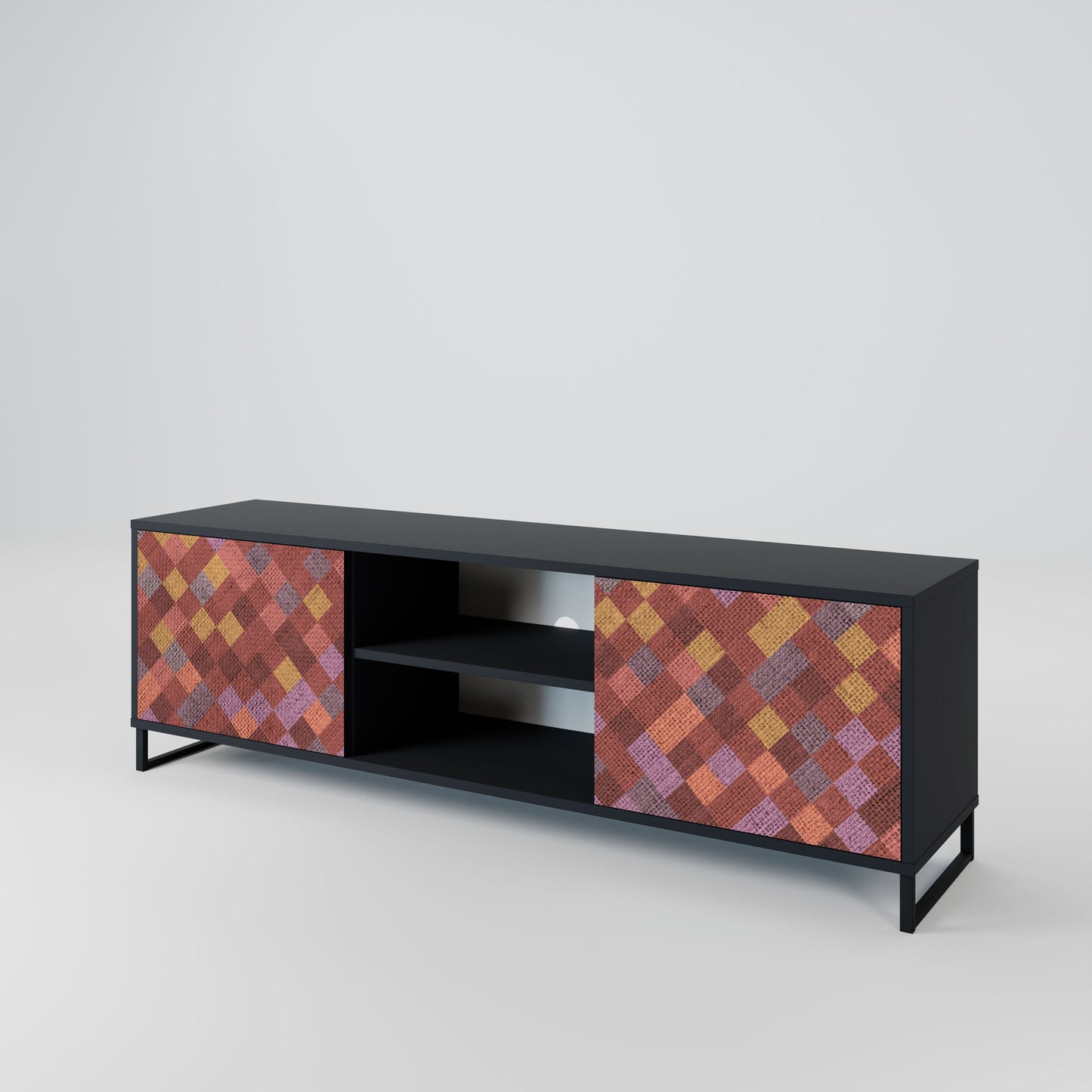 Mobile TV a 2 ante PAINTED SQUARES in finitura nera