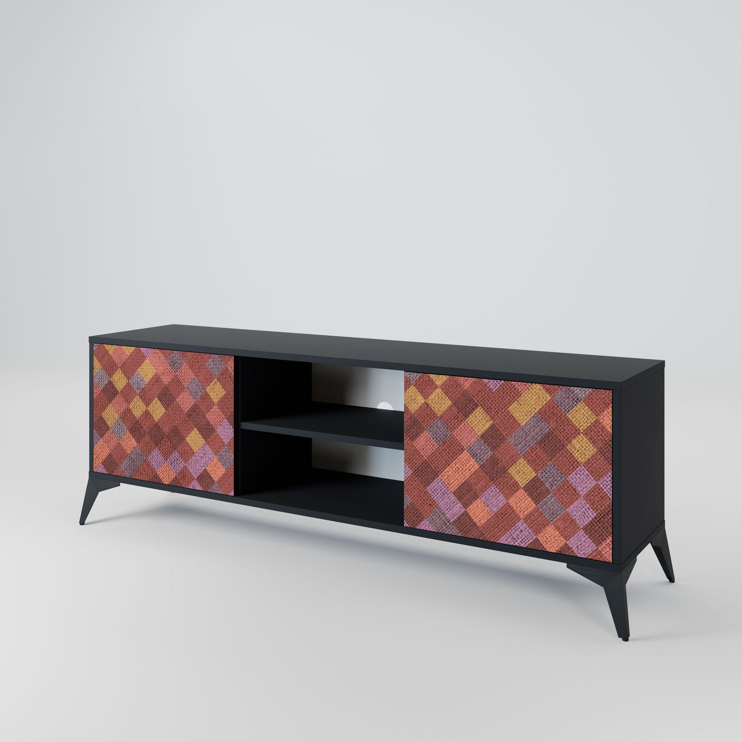 Mobile TV a 2 ante PAINTED SQUARES in finitura nera