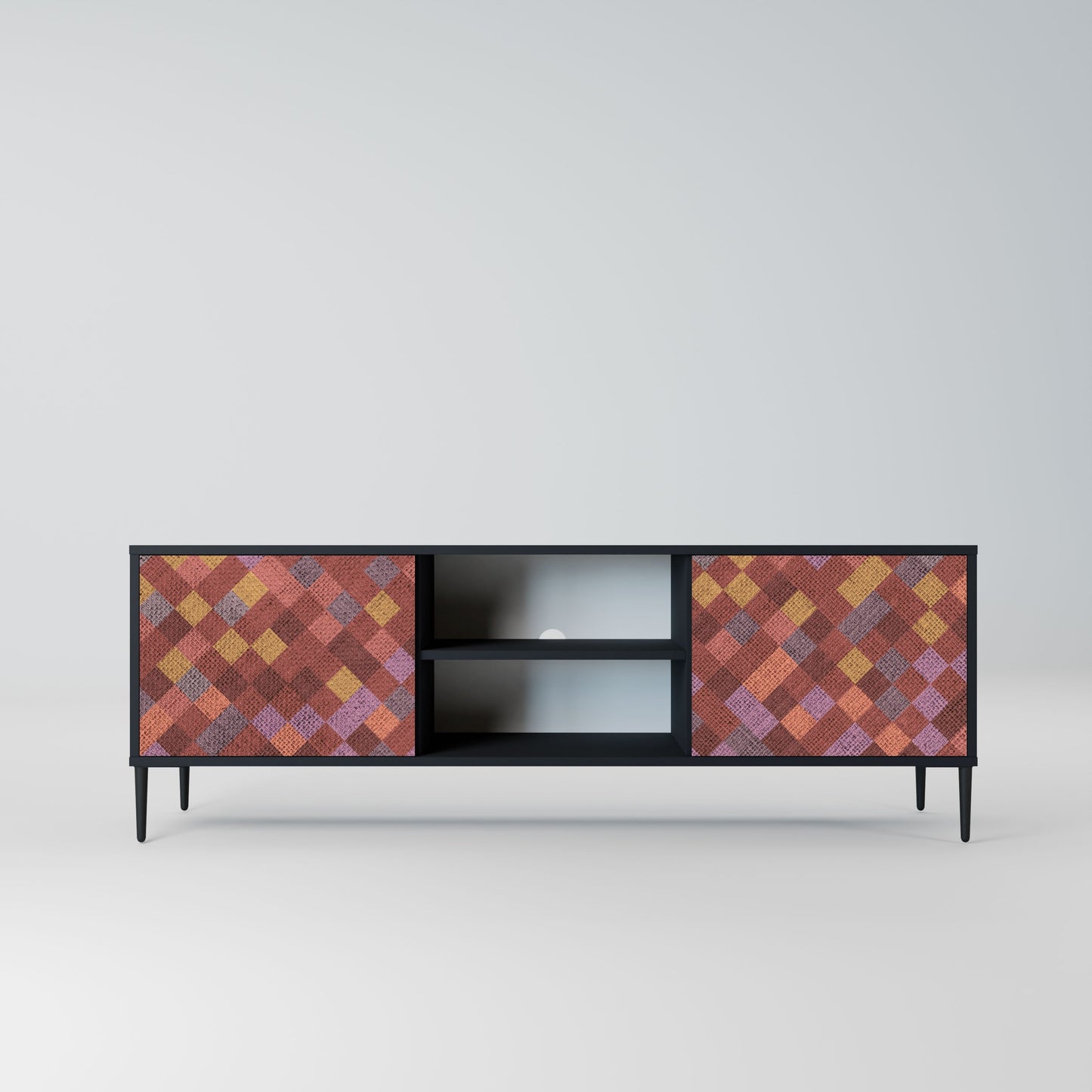 Mobile TV a 2 ante PAINTED SQUARES in finitura nera