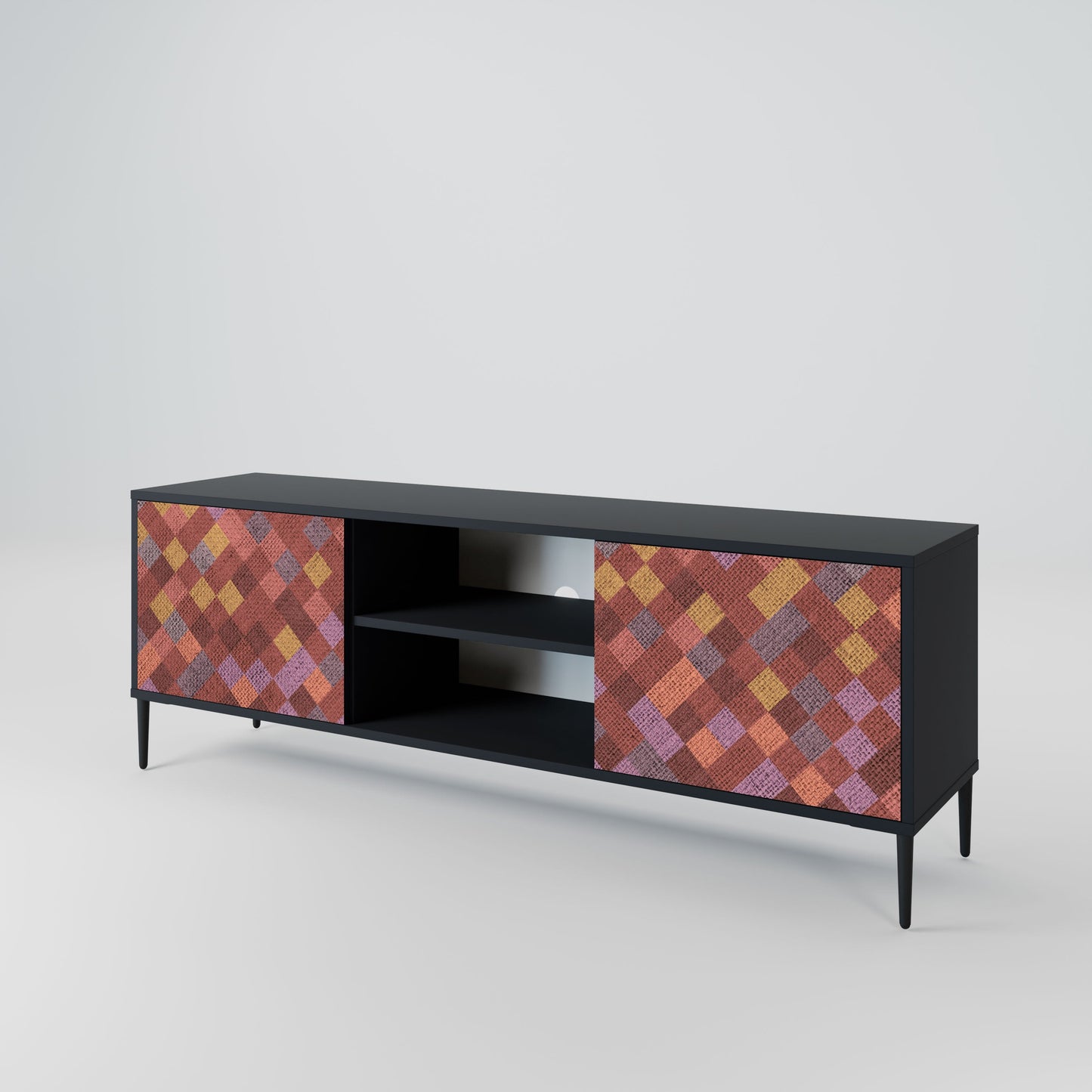 Mobile TV a 2 ante PAINTED SQUARES in finitura nera