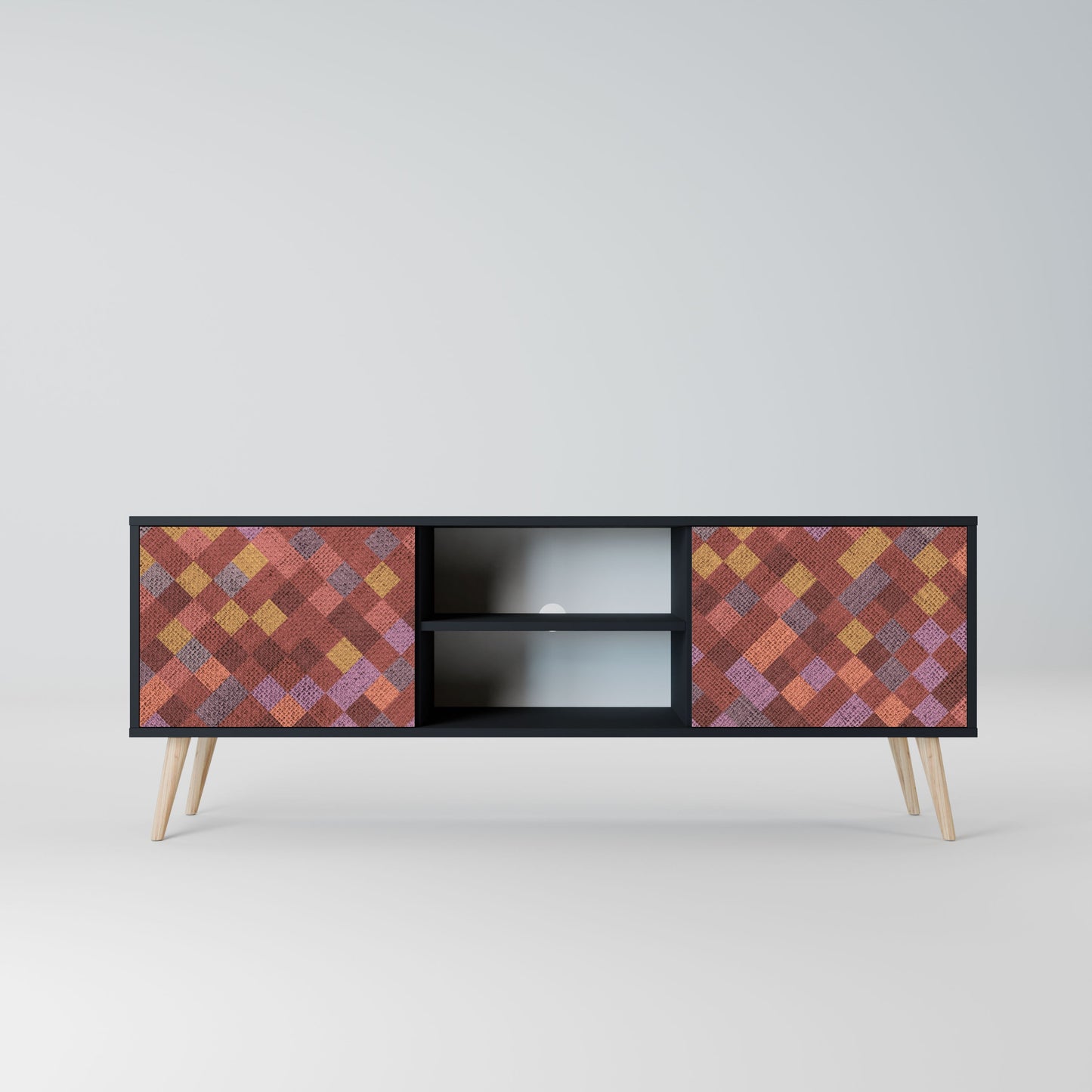 Mobile TV a 2 ante PAINTED SQUARES in finitura nera