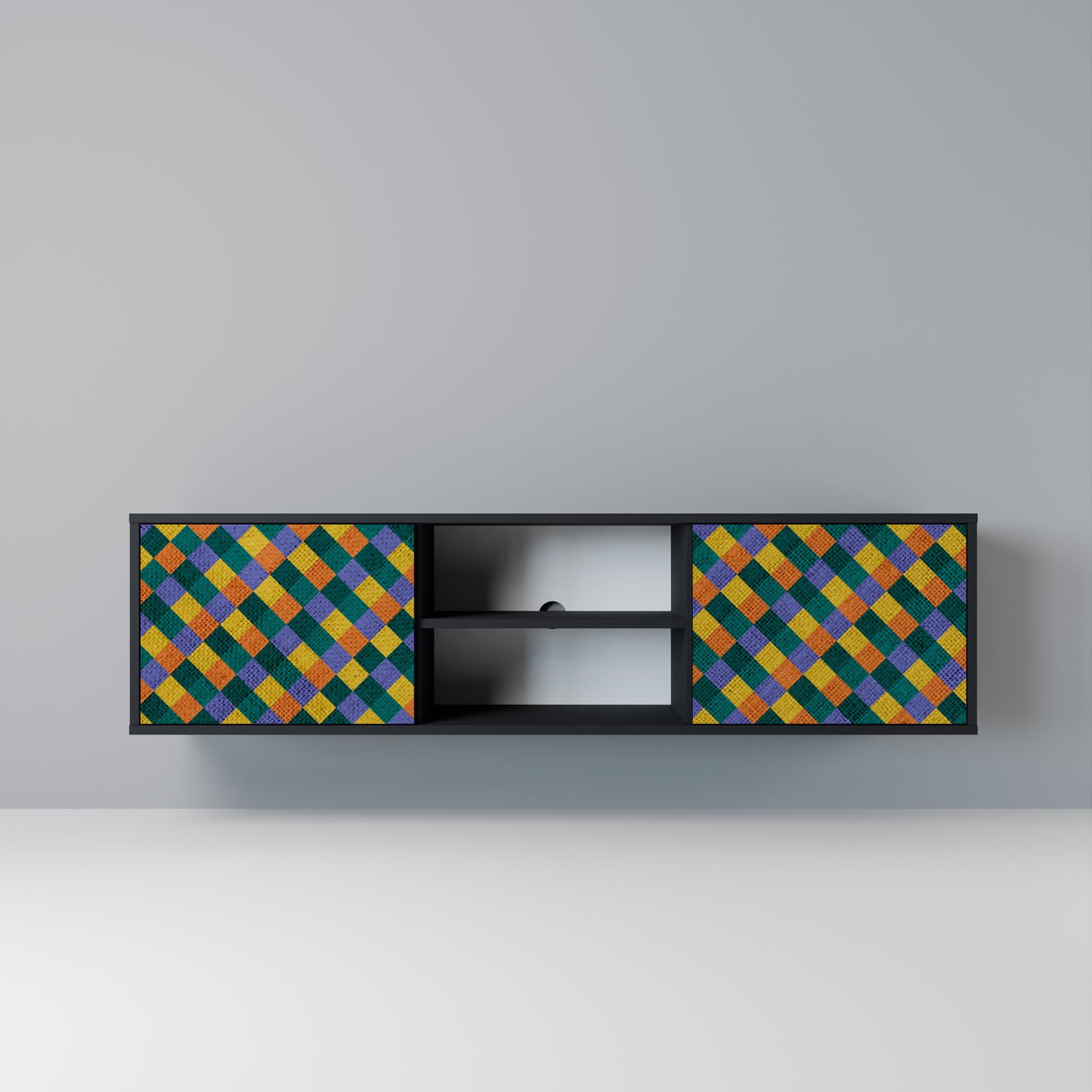 PAINTED SQUARES MIX Mobile TV a 2 Ante in Finitura Nera