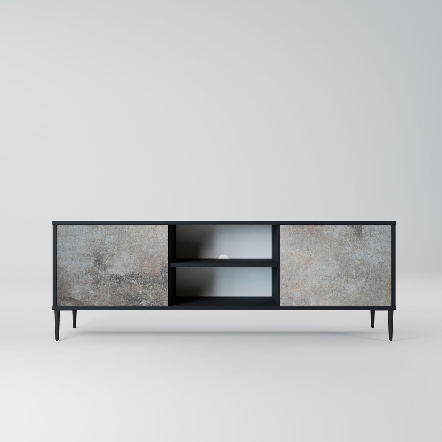 CONCRETE WALL 2-Door TV Stand in Black Finish