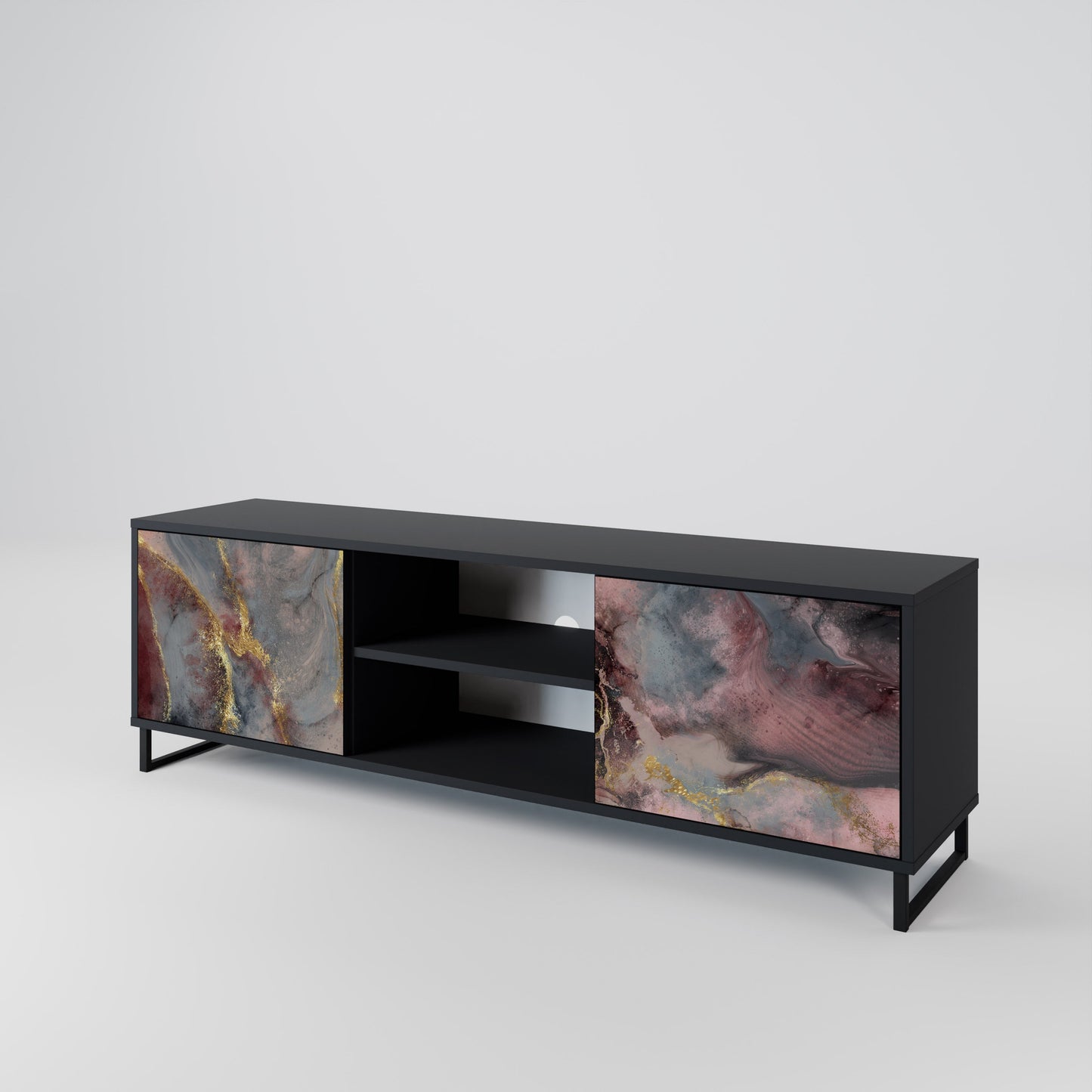 Mobile TV GOLDEN TIDES a 2 ante con finitura nera