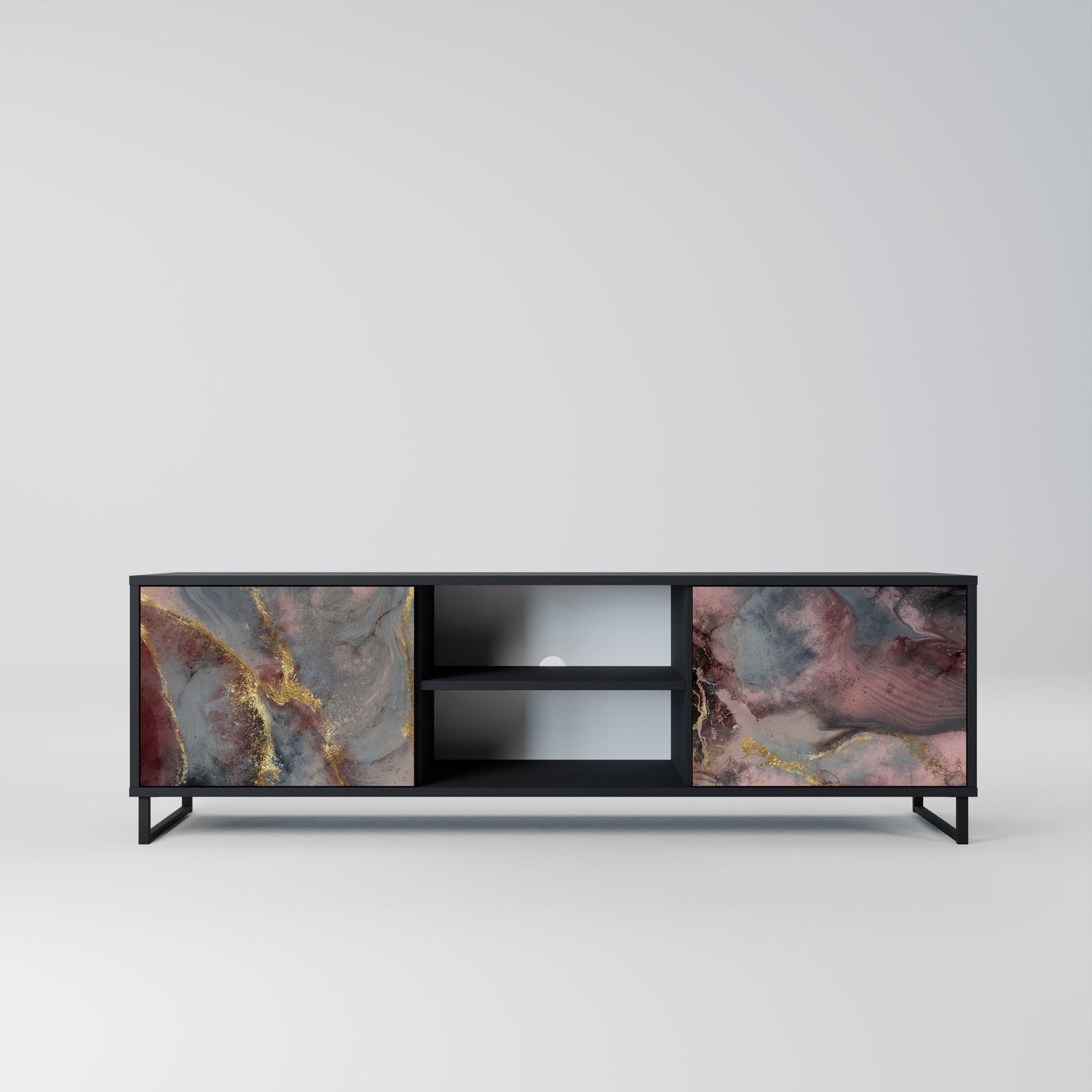 Mobile TV GOLDEN TIDES a 2 ante con finitura nera