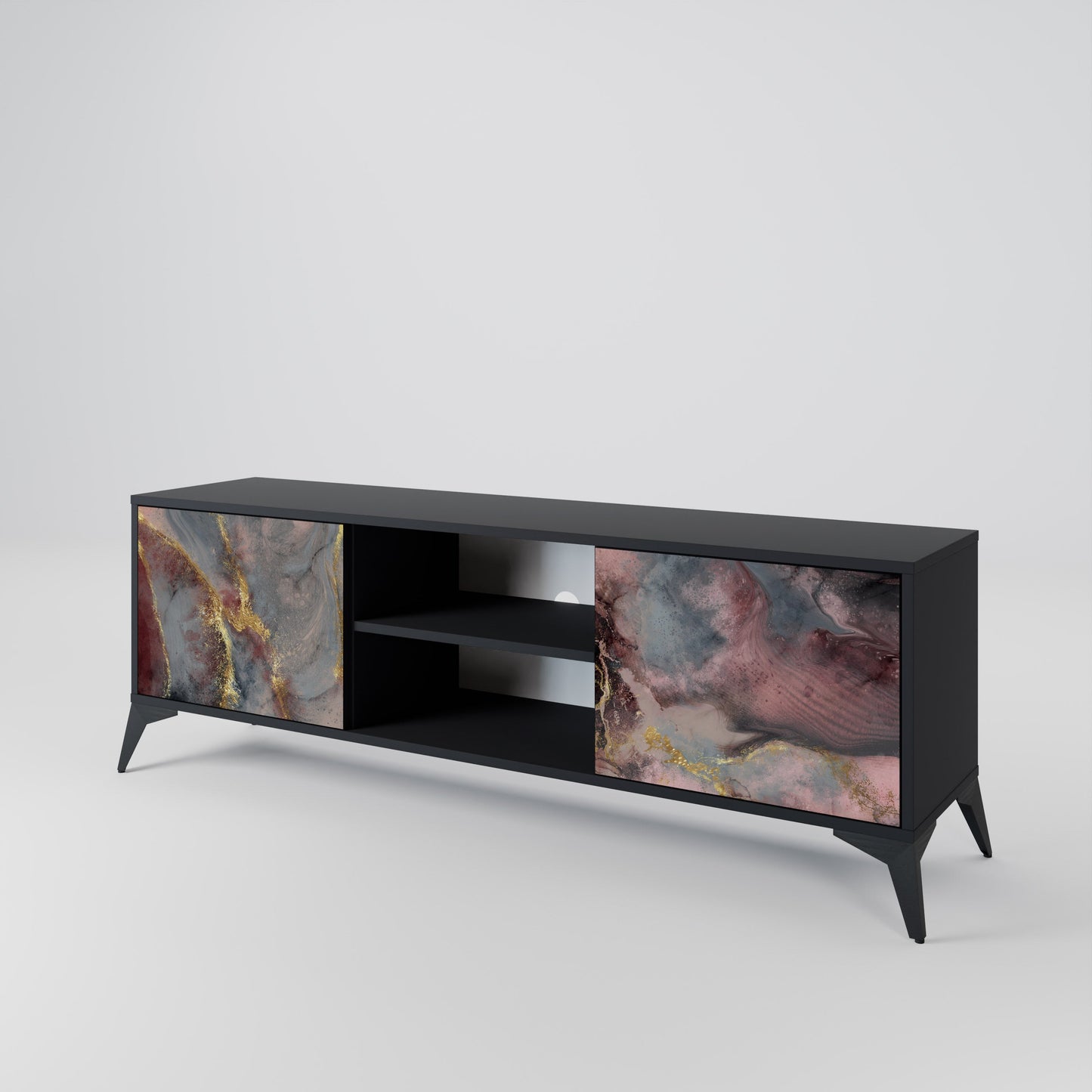 Mobile TV GOLDEN TIDES a 2 ante con finitura nera