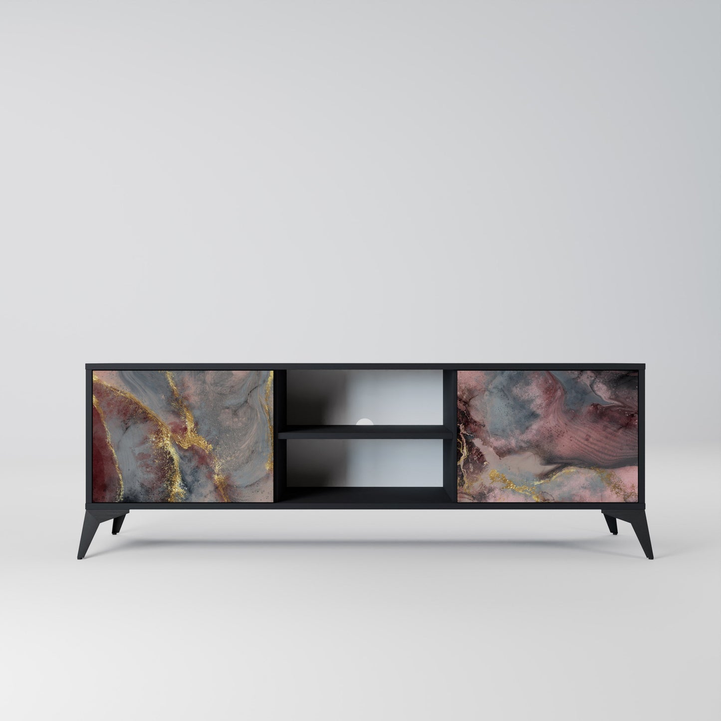 Mobile TV GOLDEN TIDES a 2 ante con finitura nera