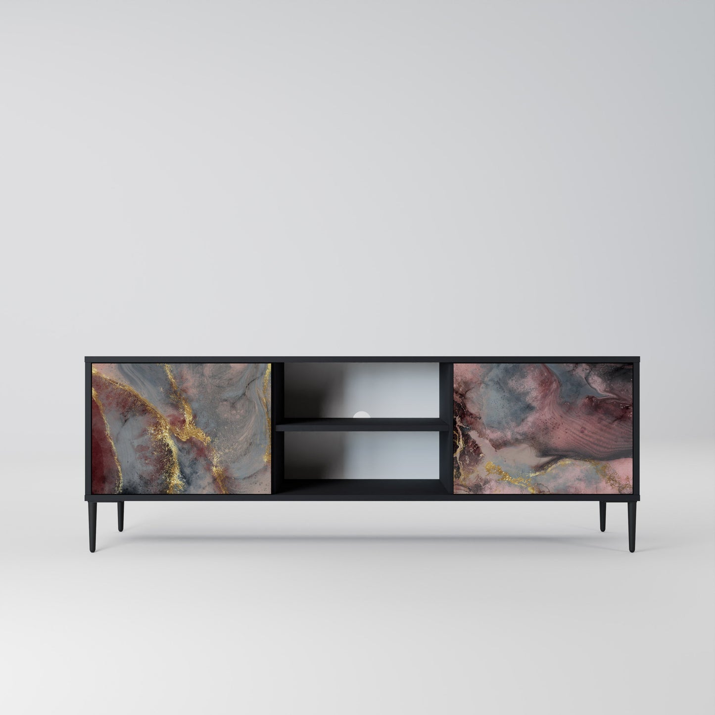 Mobile TV GOLDEN TIDES a 2 ante con finitura nera