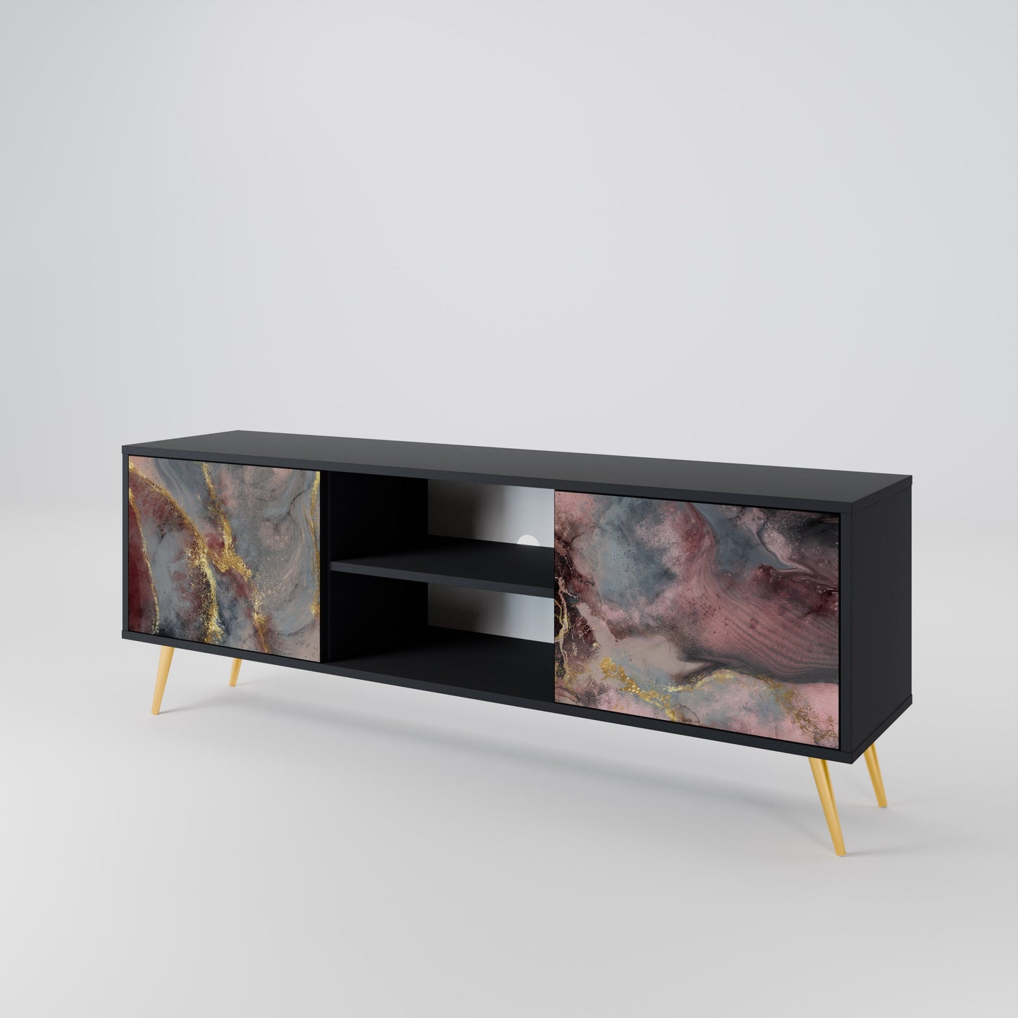 Mobile TV GOLDEN TIDES a 2 ante con finitura nera