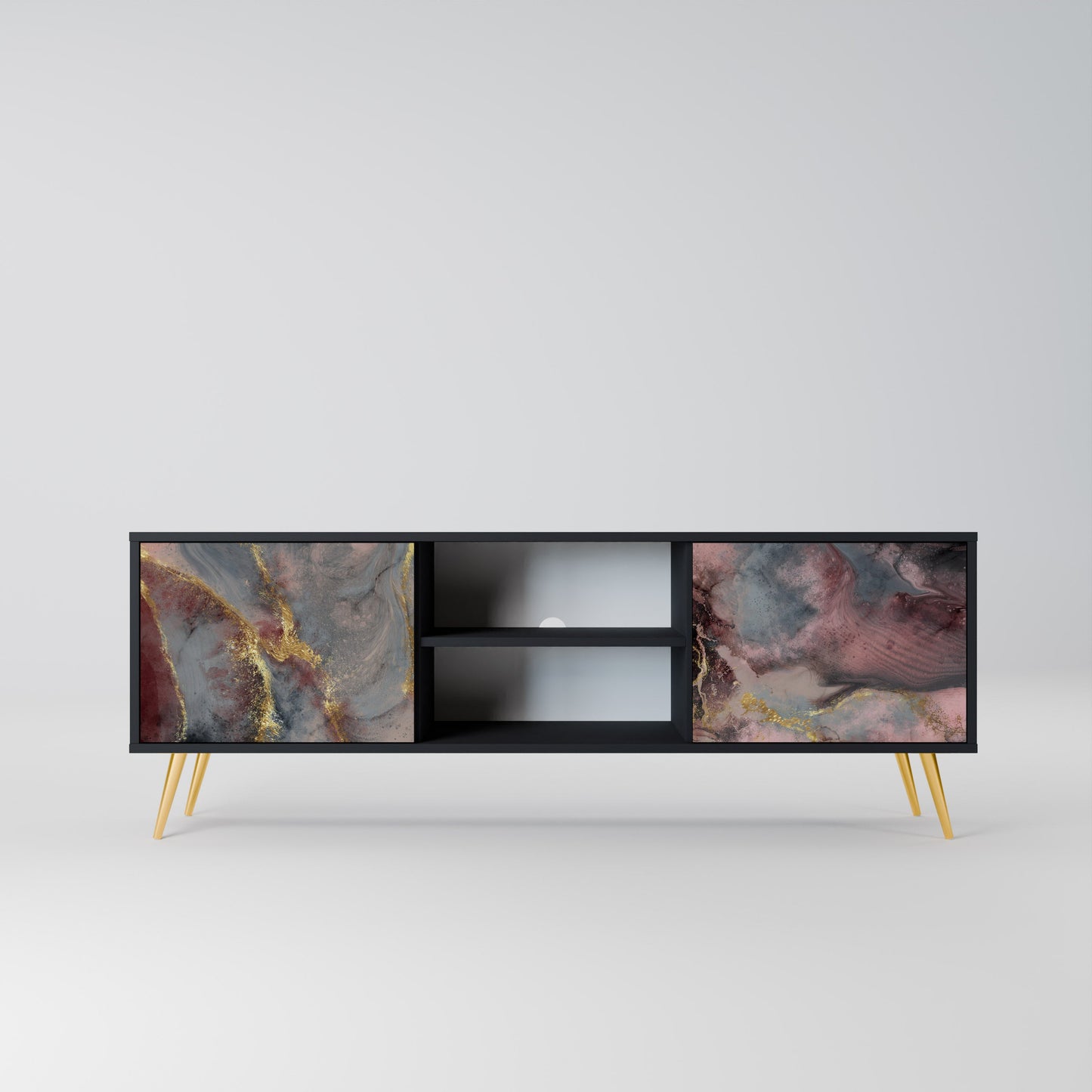 Mobile TV GOLDEN TIDES a 2 ante con finitura nera