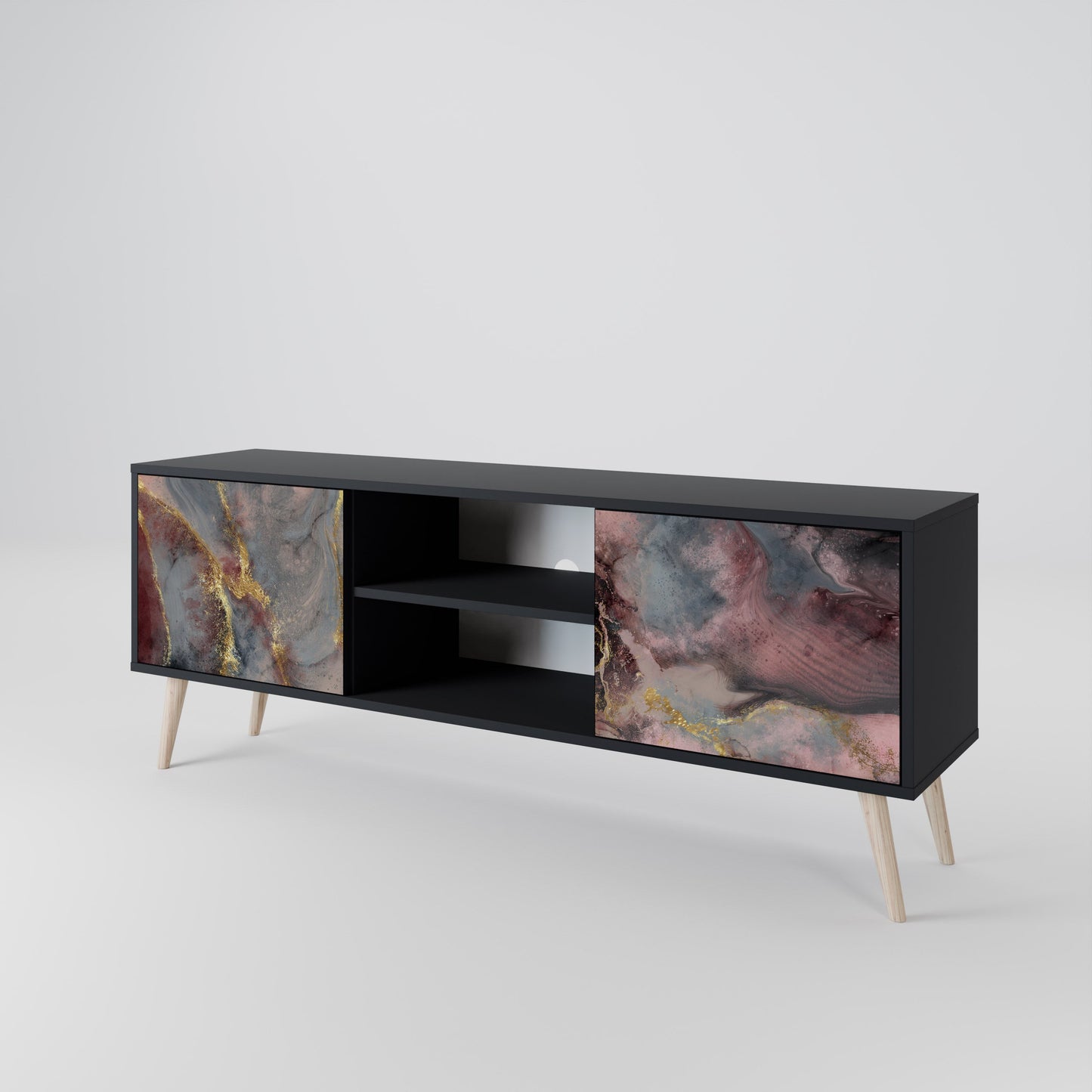 Mobile TV GOLDEN TIDES a 2 ante con finitura nera