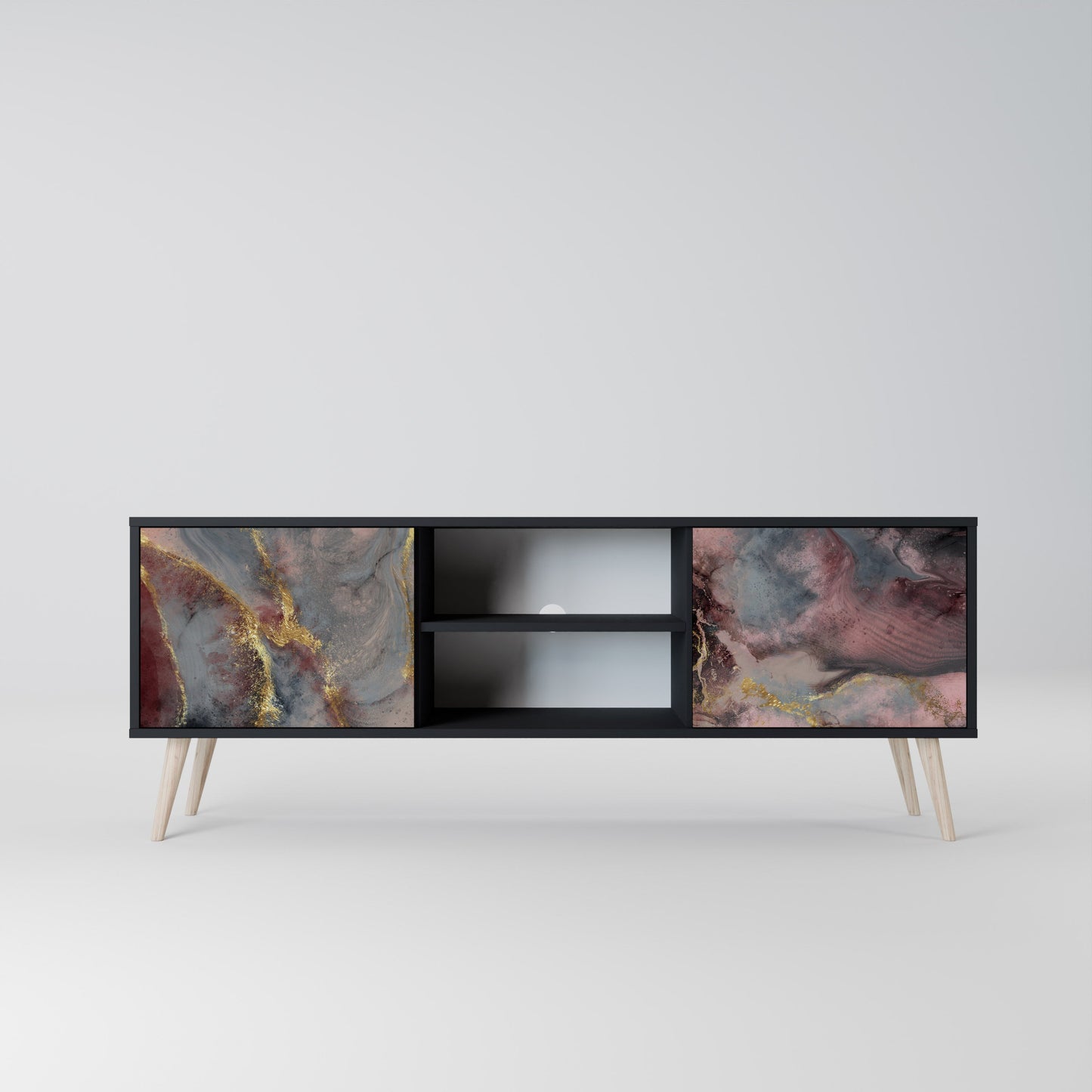 Mobile TV GOLDEN TIDES a 2 ante con finitura nera