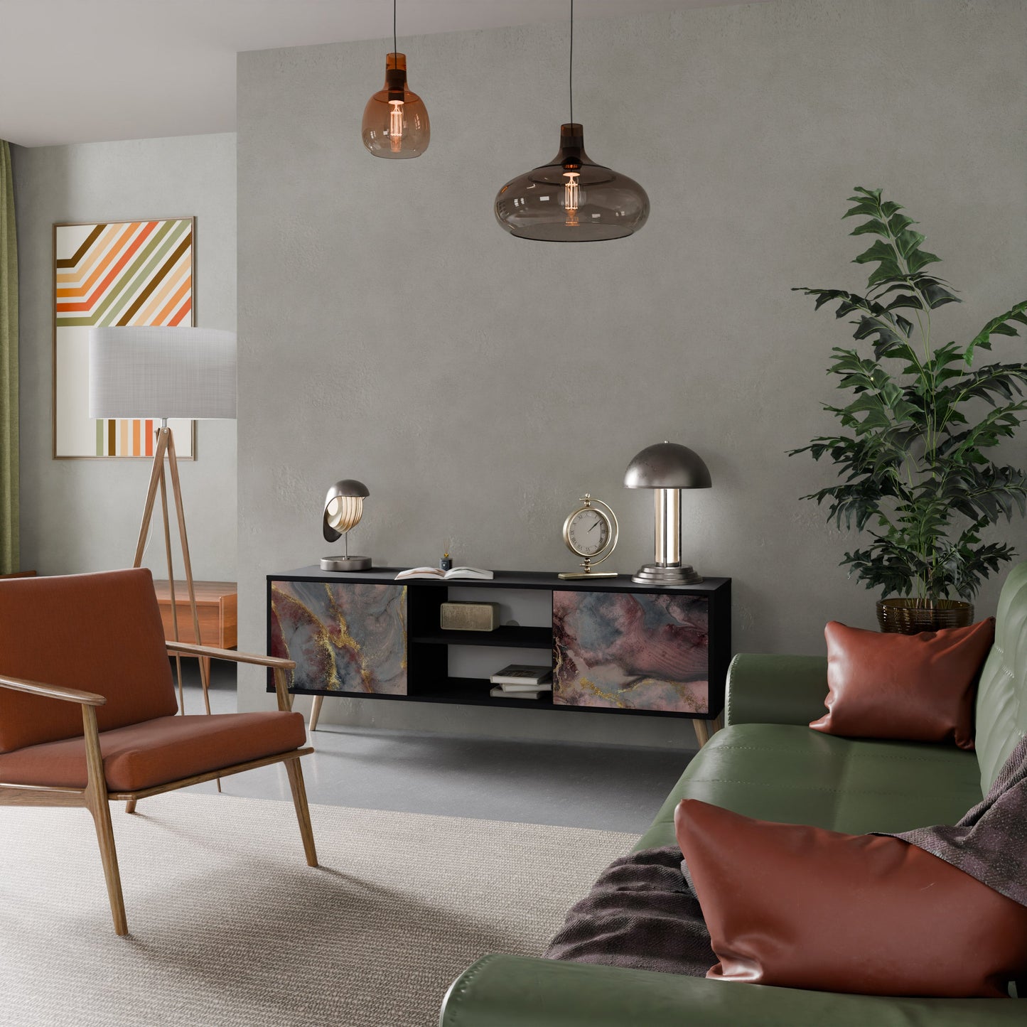 Mobile TV GOLDEN TIDES a 2 ante con finitura nera
