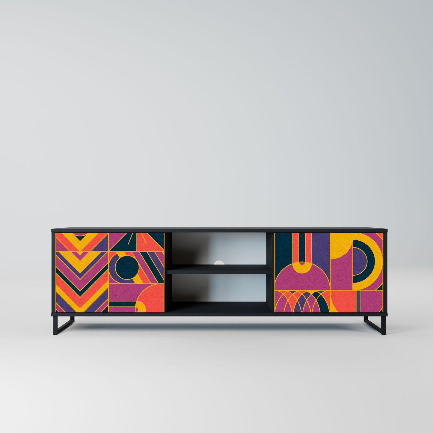 ELECTRIC PATTERNS 2-Door TV Stand in Black Finish