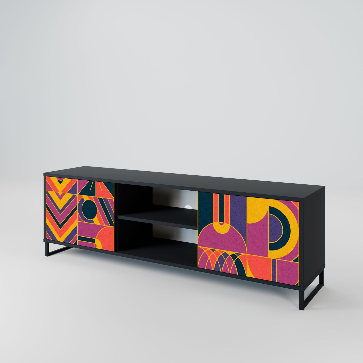 ELECTRIC PATTERNS 2-Door TV Stand in Black Finish