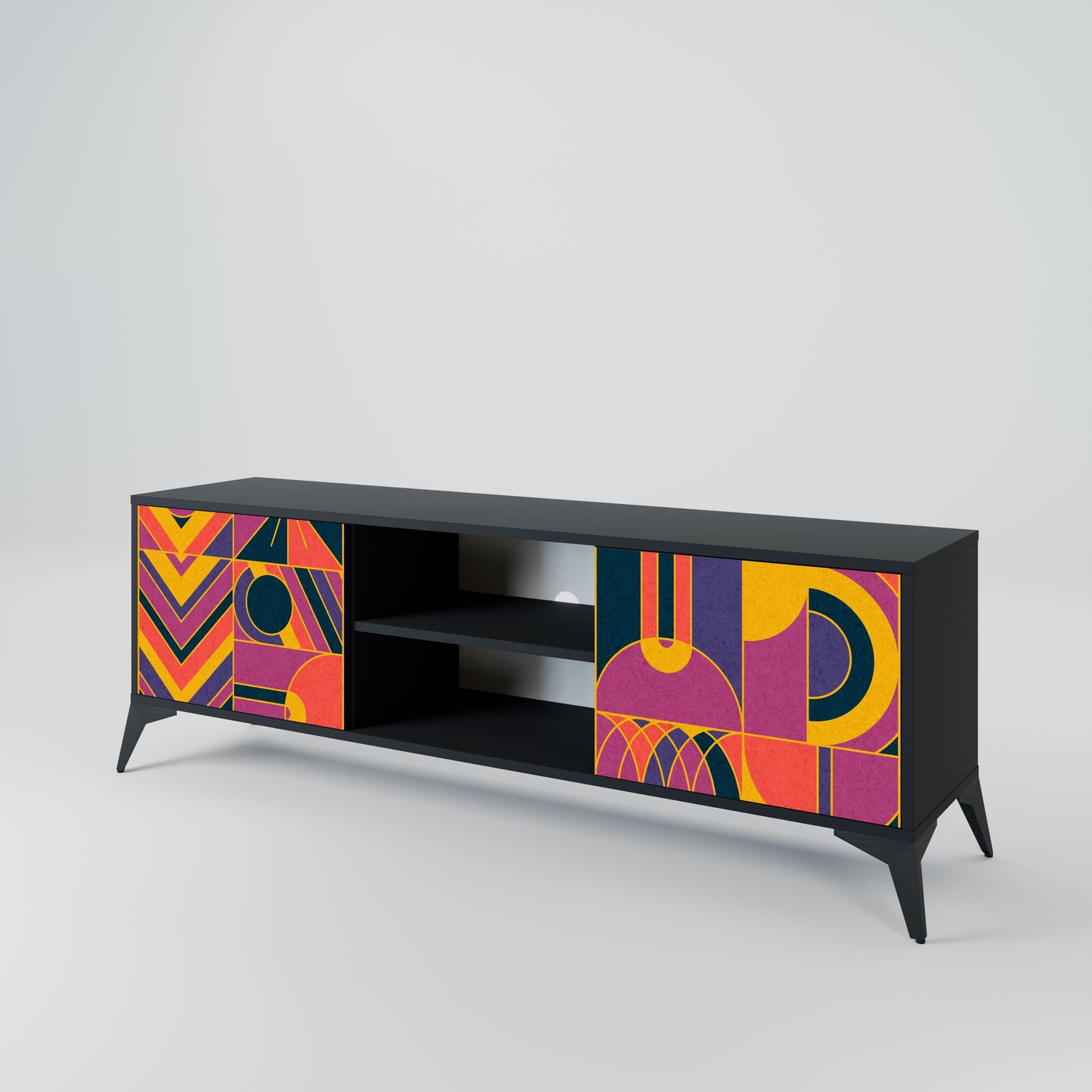 ELECTRIC PATTERNS 2-Door TV Stand in Black Finish