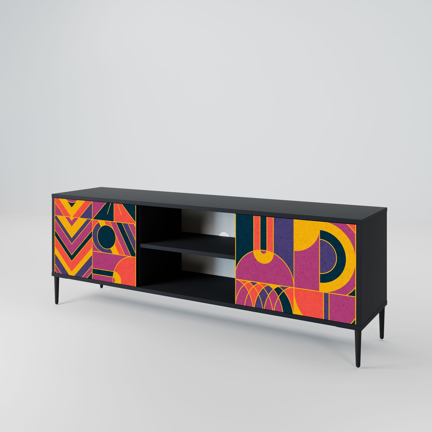 ELECTRIC PATTERNS 2-Door TV Stand in Black Finish