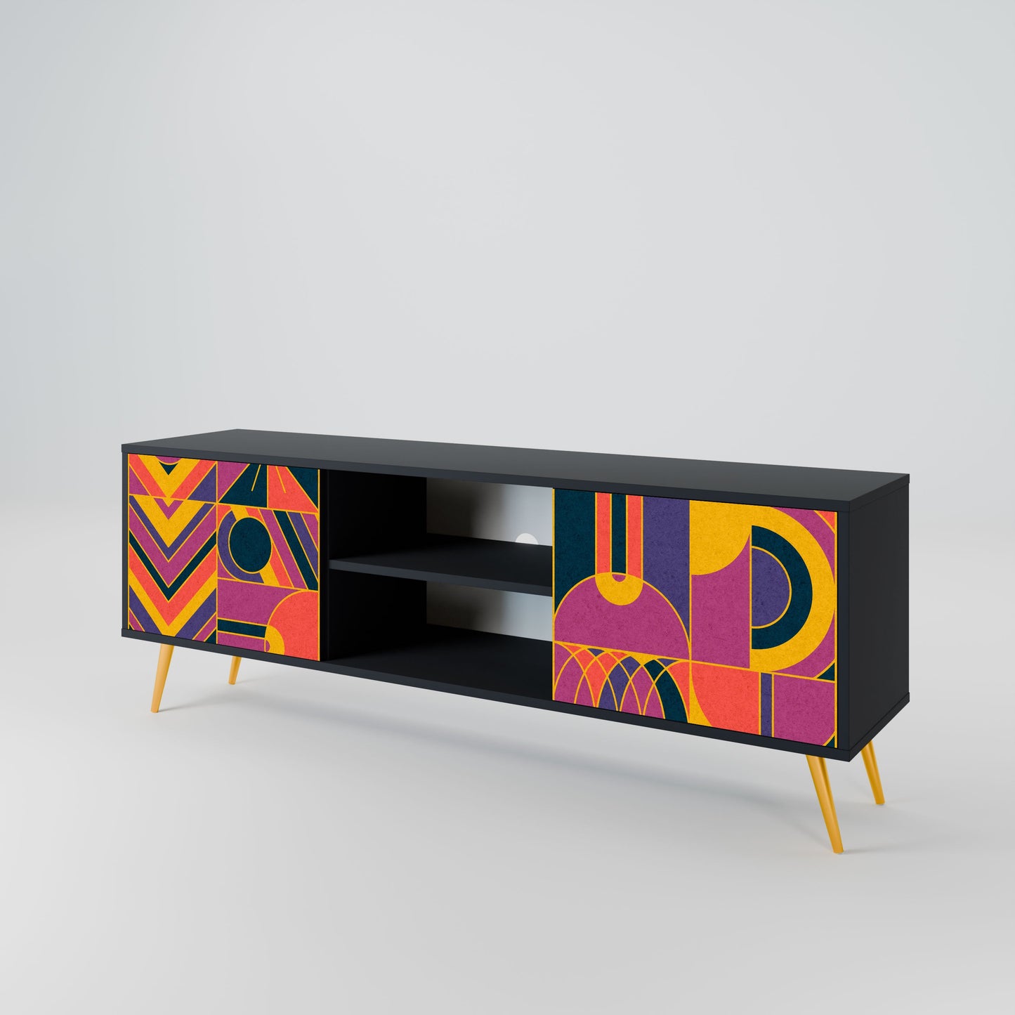ELECTRIC PATTERNS 2-Door TV Stand in Black Finish