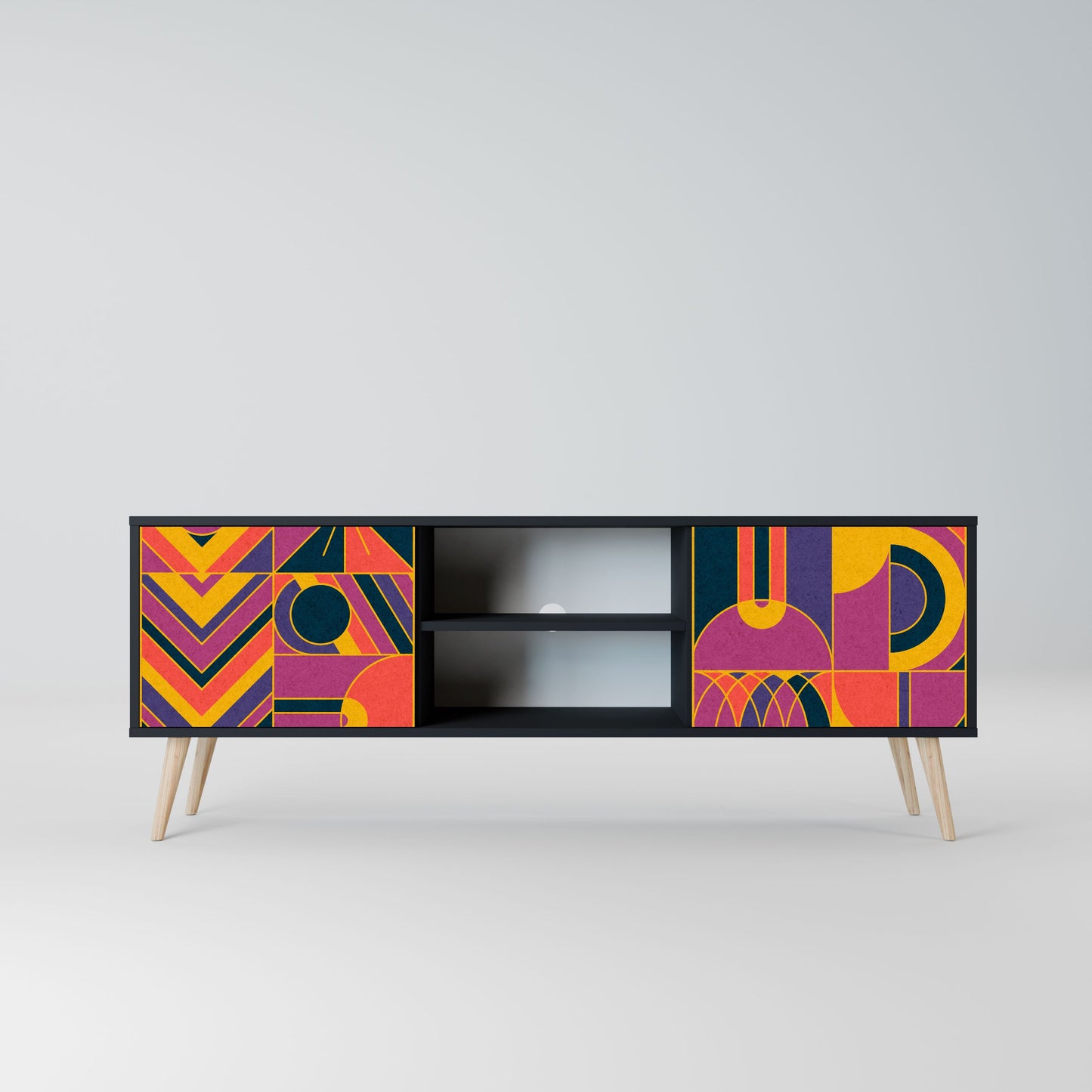 ELECTRIC PATTERNS 2-Door TV Stand in Black Finish