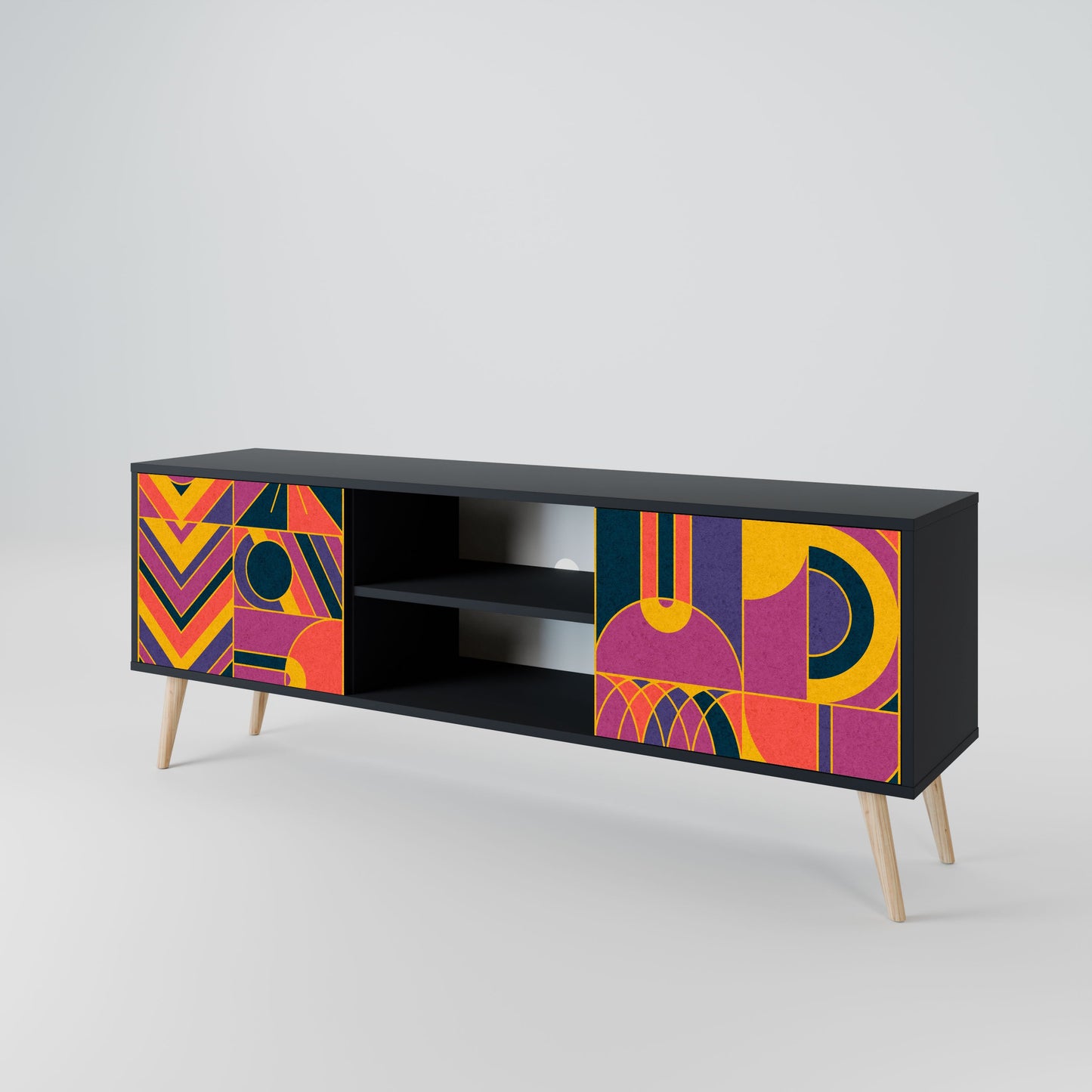 ELECTRIC PATTERNS 2-Door TV Stand in Black Finish